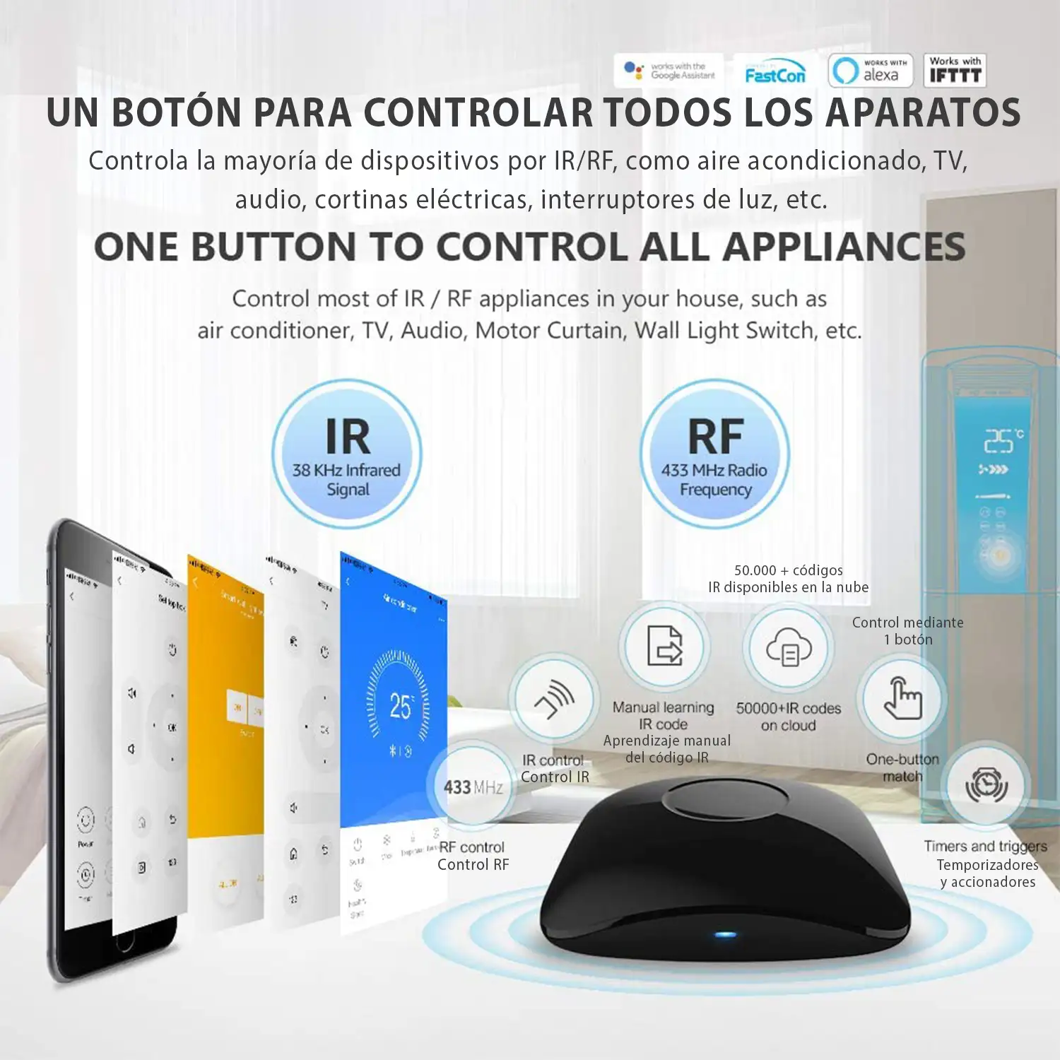 BroadLink RM4 pro mando a distancia universal por infrarrojos multidireccional WiFi
