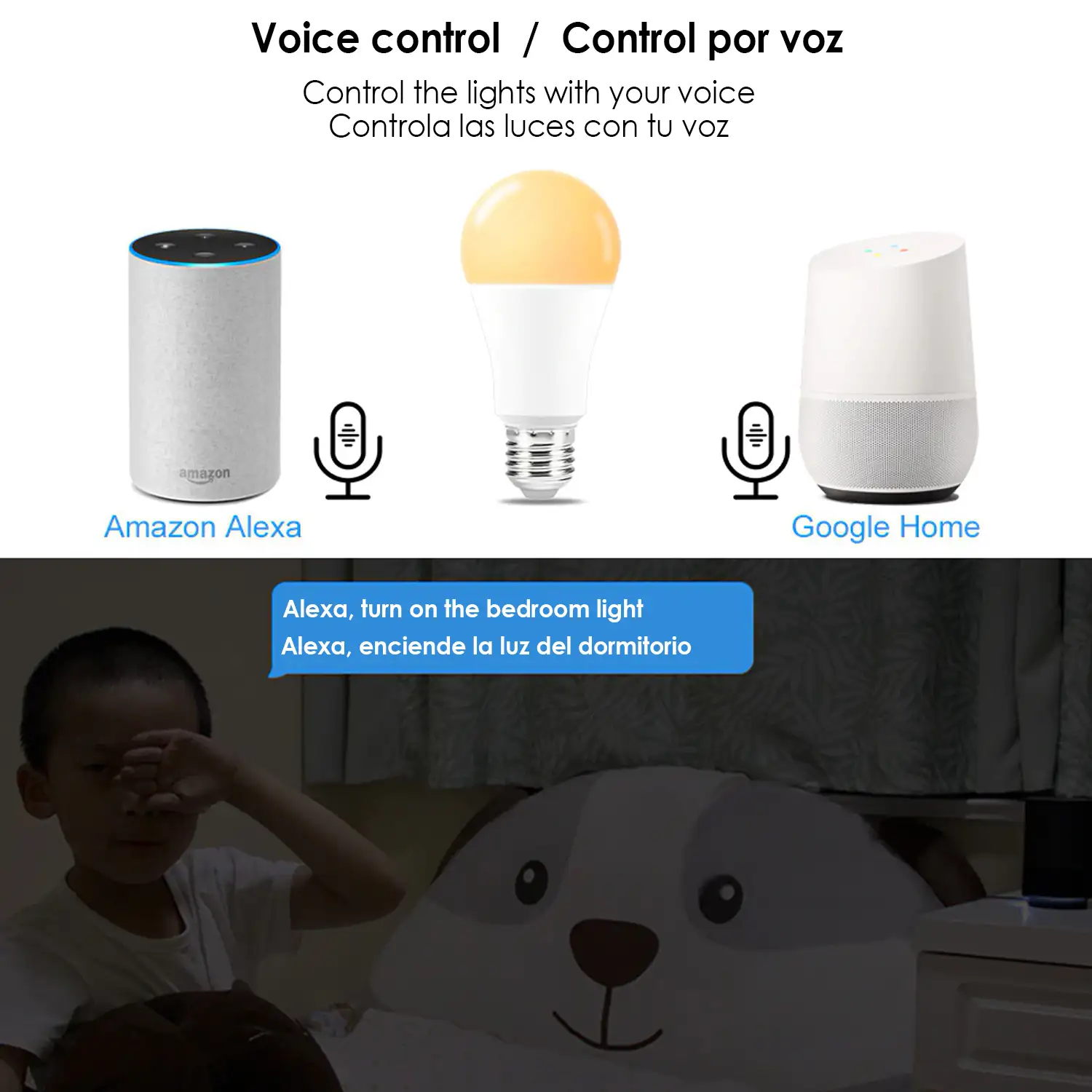 Bombilla LED WiFi smarthome, ajuste de color e intensidad, compatible con Amazon Alexa, Google Home e IFTTT