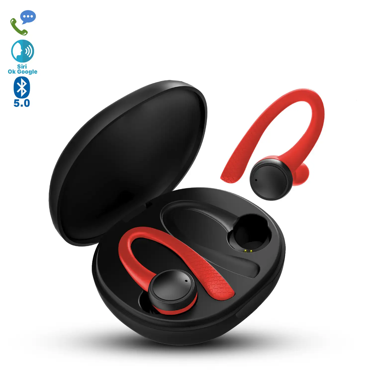 Auriculares TWS T7 Pro deportivos anti caída, Bluetooth 5.0, batería de  40mAh y base de carga