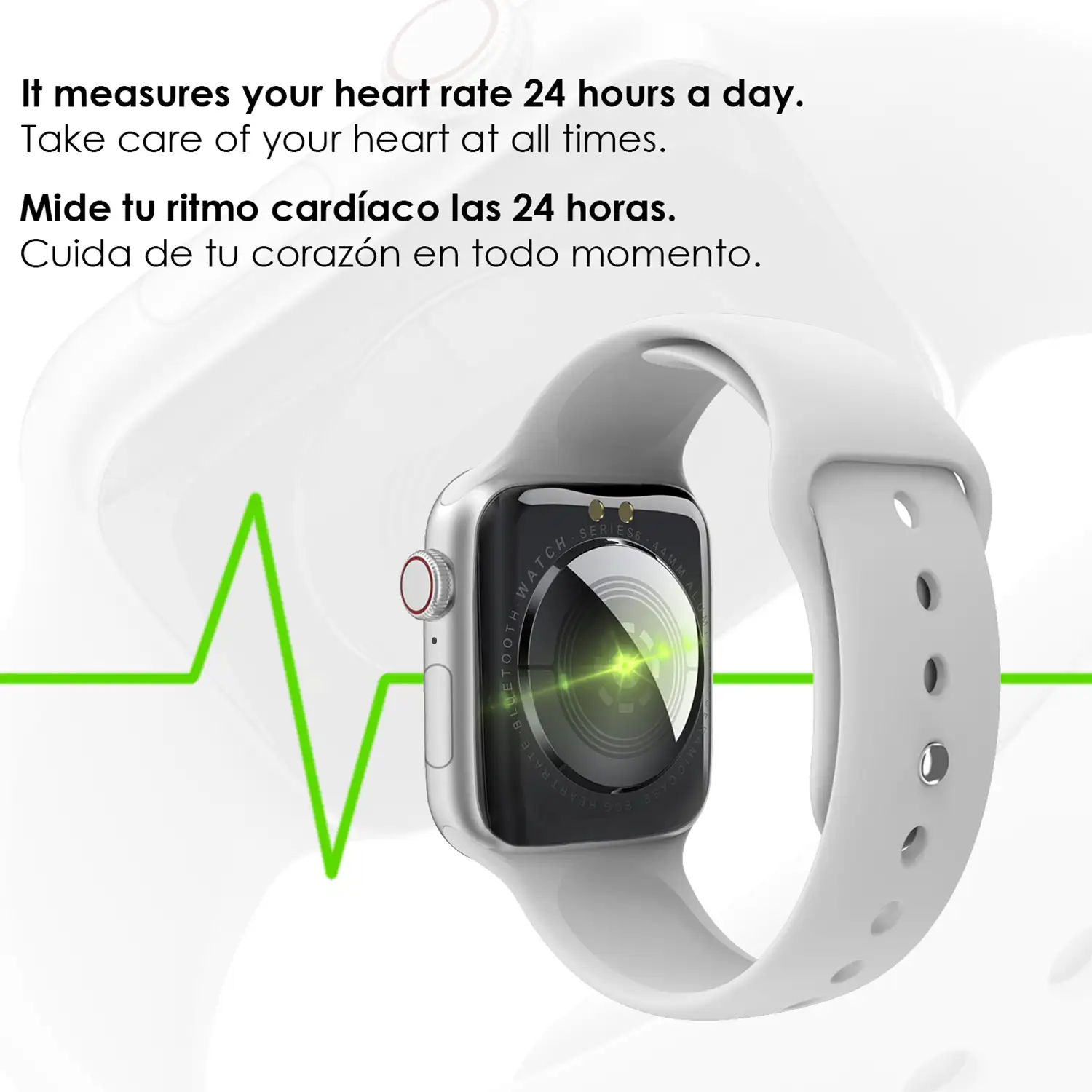 Smartwatch T500 Plus multideportivo con monitor cardiaco.