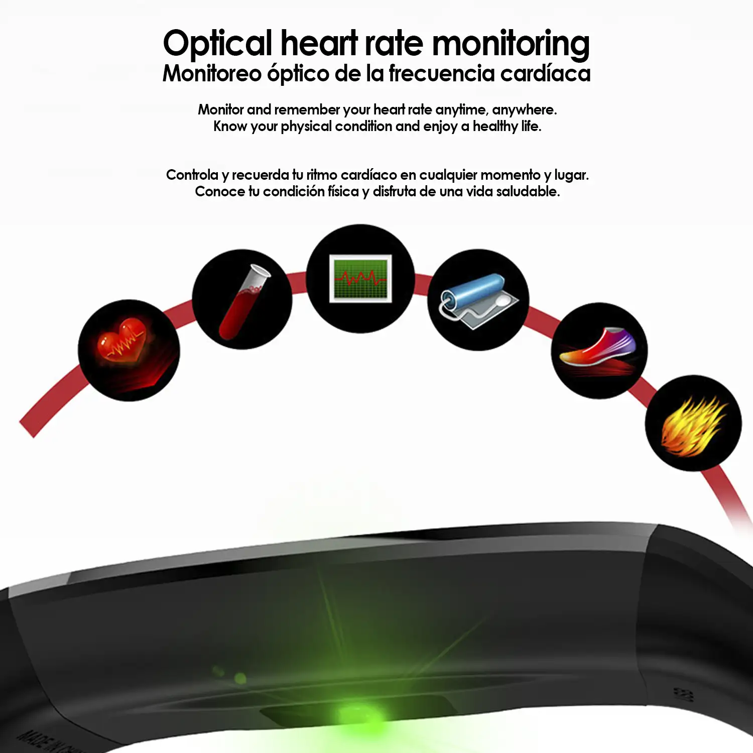 Brazalete inteligente AK-R1 con minitor de O2 en sangre y presión sanguínea