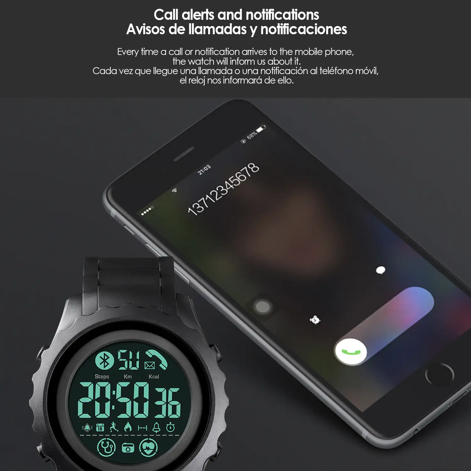 Smartwatch 1626 digital bluetooth con funciones avanzadas