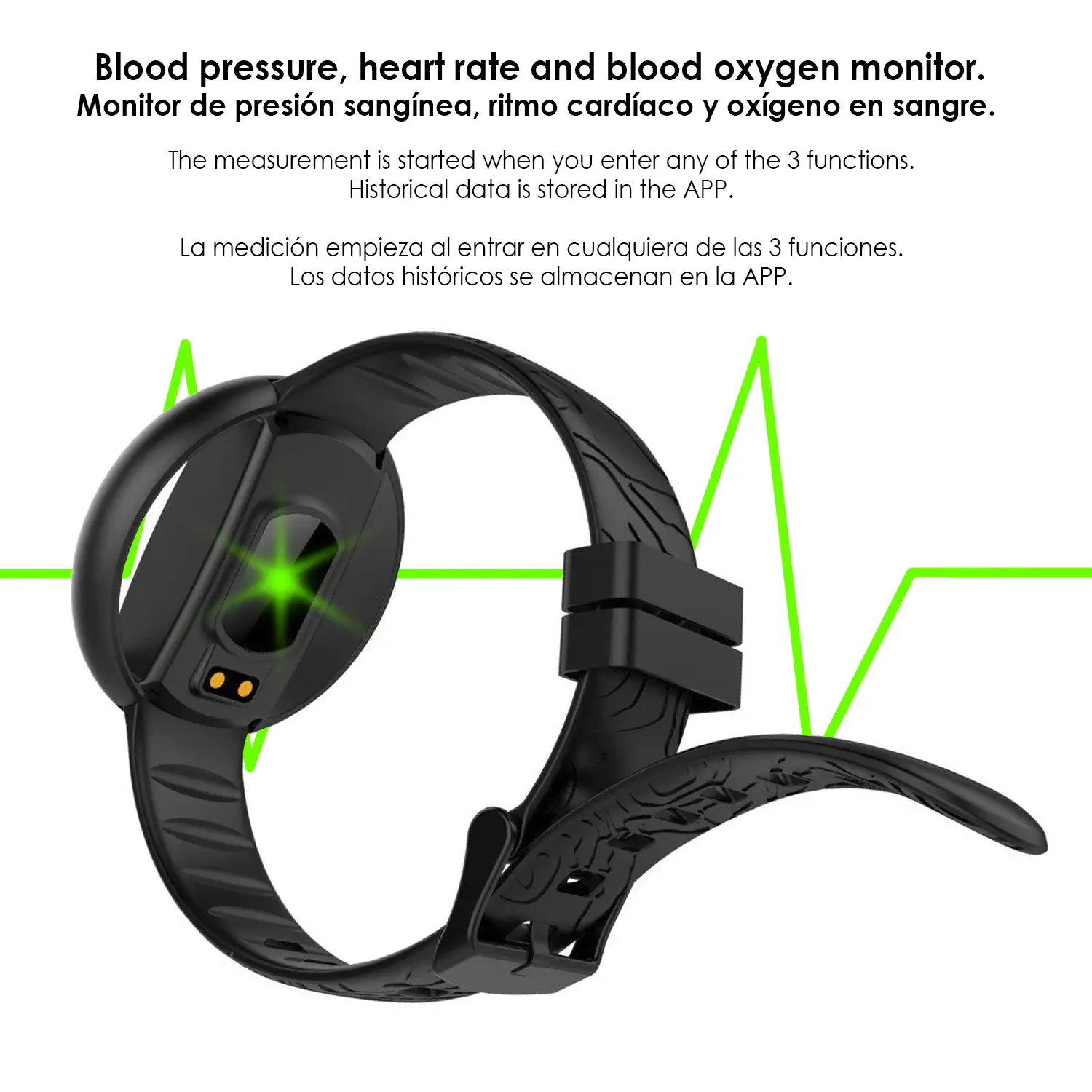 Brazalete inteligente E99 multideportivo con monitor cardiaco, notificaciones
