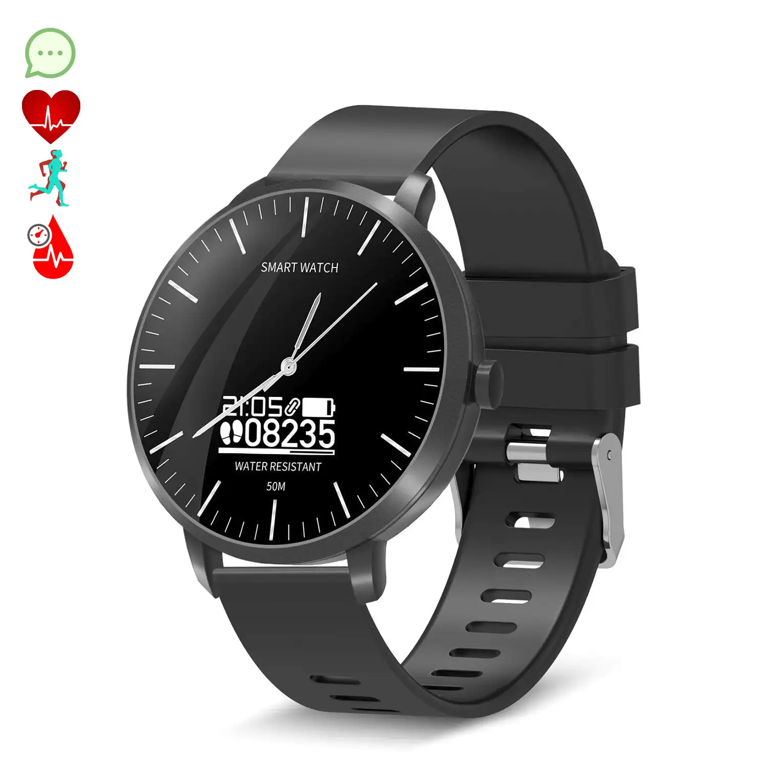 Smartwatch con movimiento de cuarzo y pantalla AK-H6 bluetooth, con monitor cardiaco