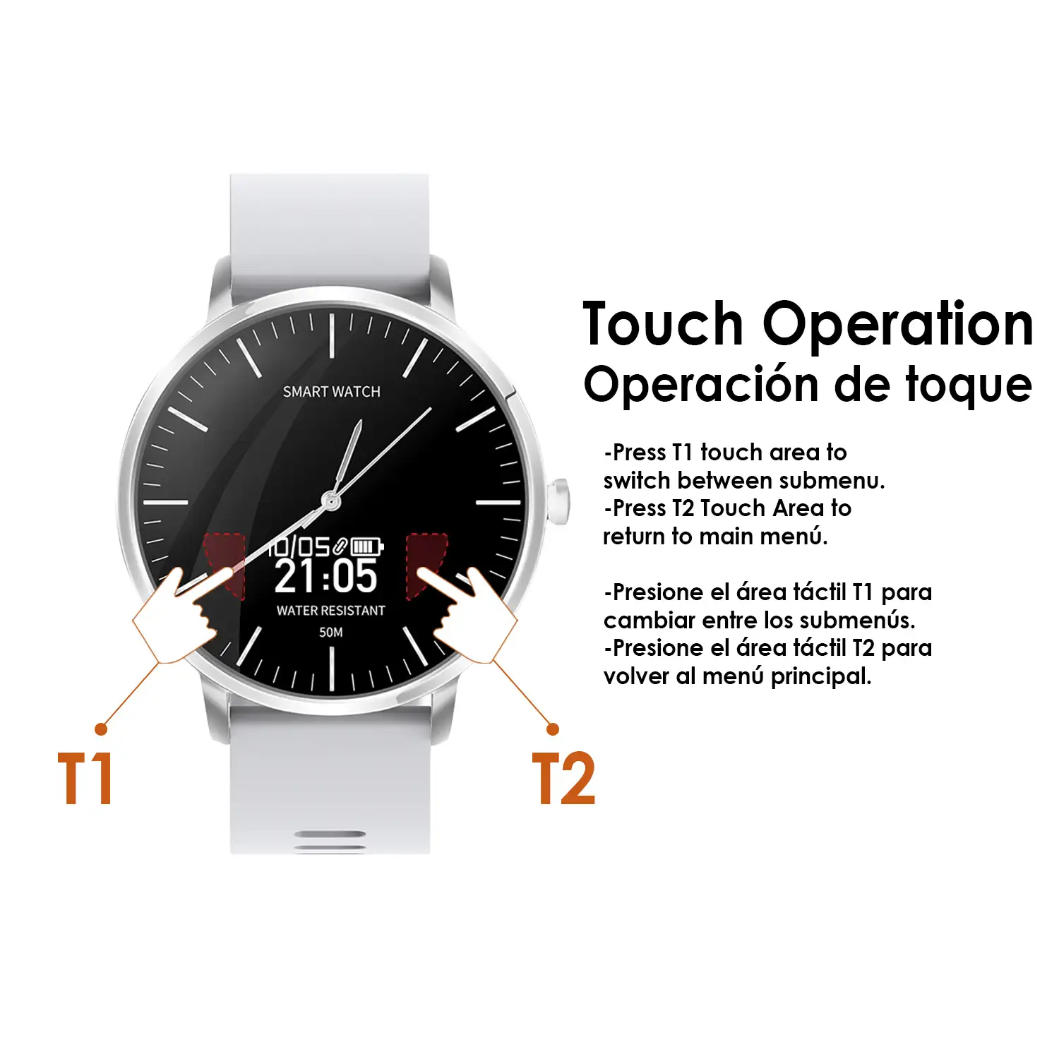 Smartwatch con movimiento de cuarzo y pantalla AK-H6 bluetooth, con monitor cardiaco