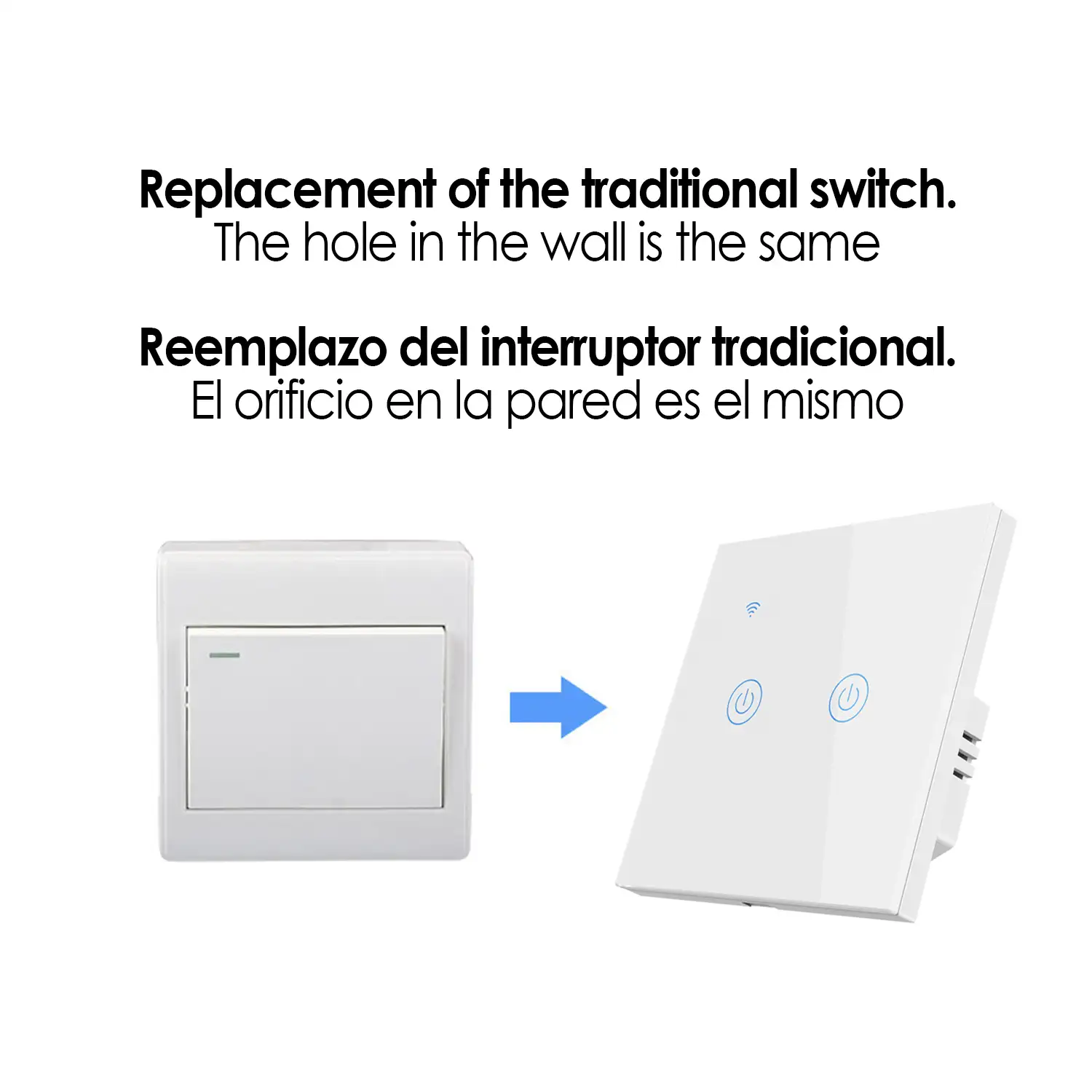 Interruptor Wifi Smarthome con 2 pulsadores compatible con Amazon Alexa y Google Home