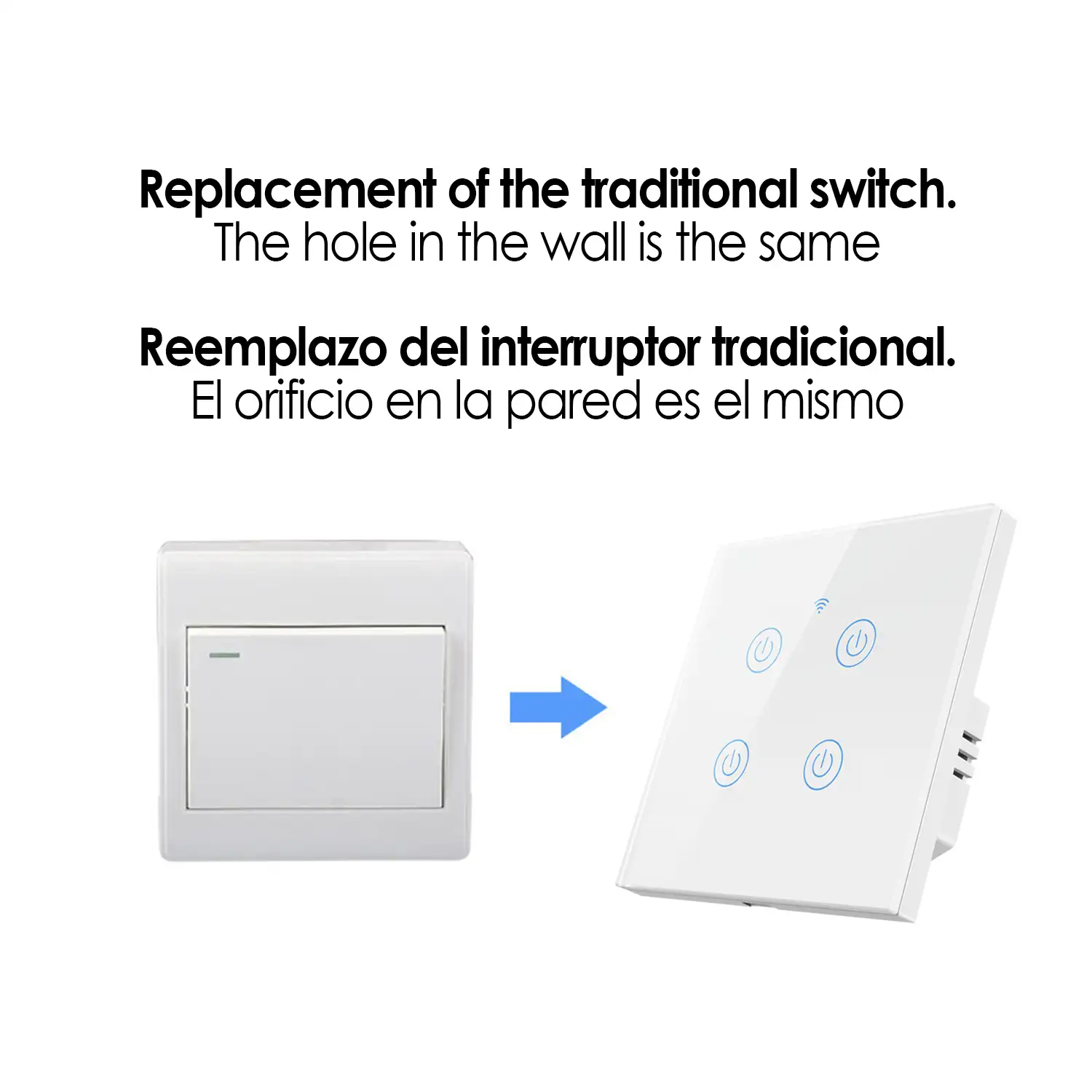 Interruptor Wifi Smarthome con 4 pulsadores compatible con Amazon Alexa y Google Home