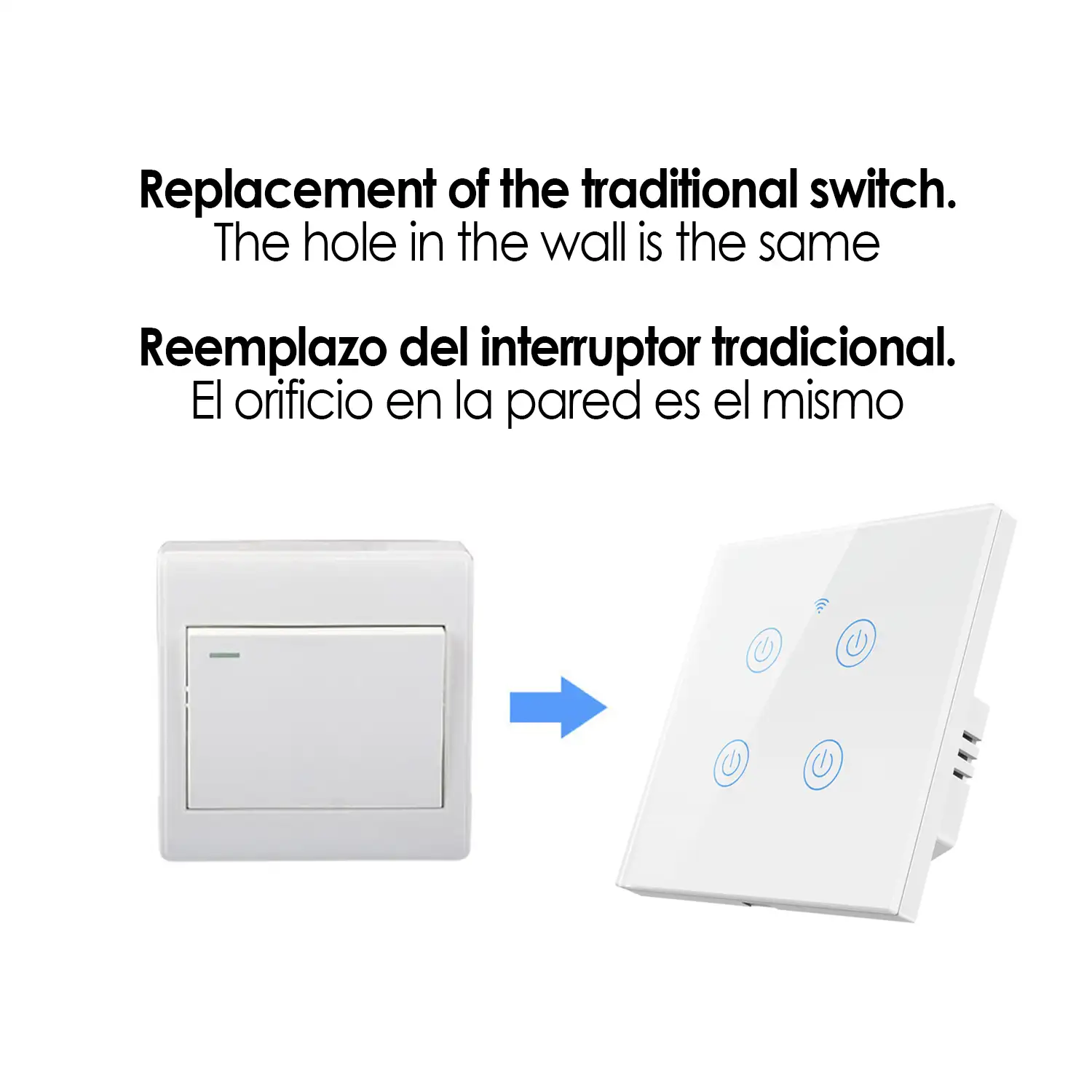 Interruptor Wifi Smarthome con 4 pulsadores compatible con  Alexa y  Google Home