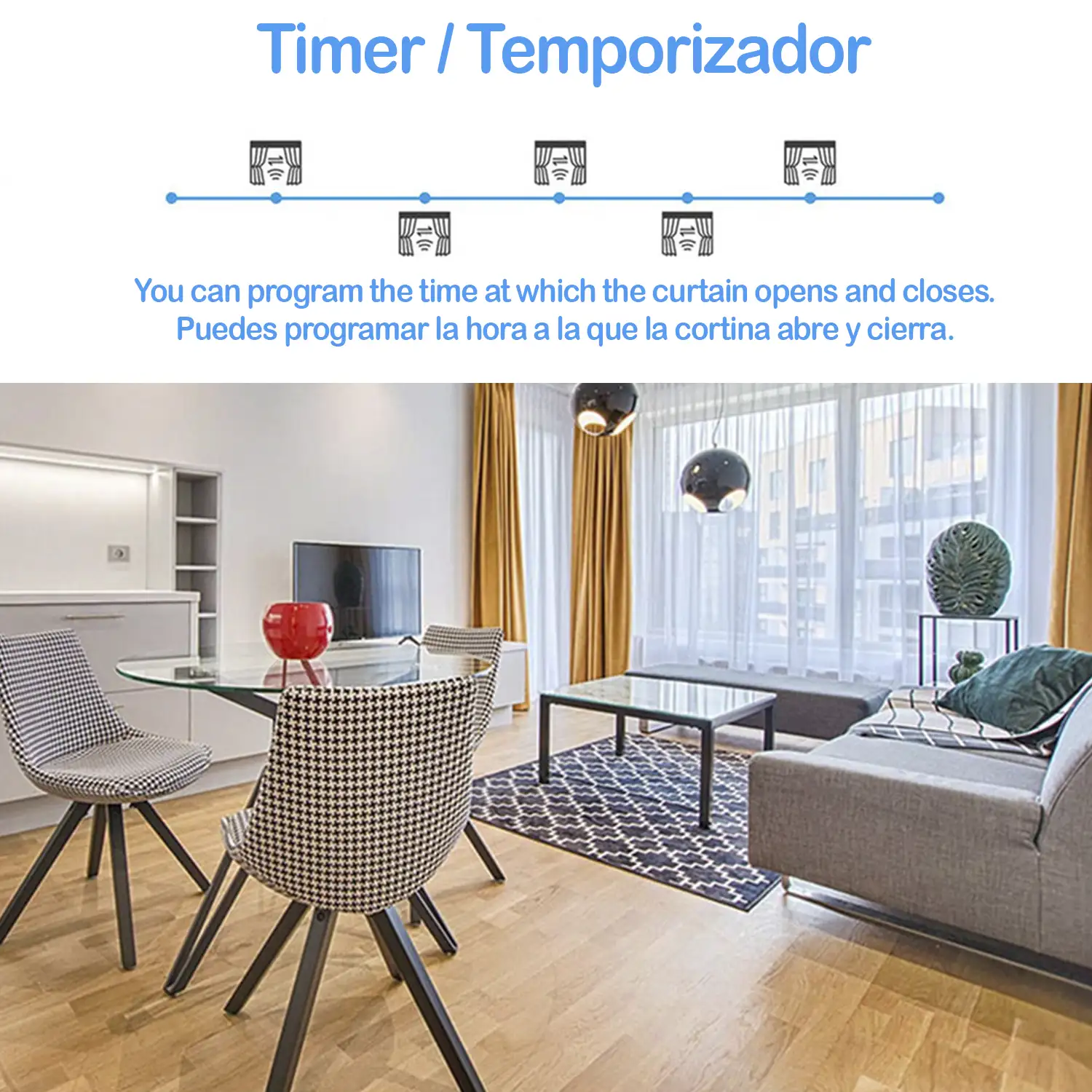 Interruptor Wifi para cortinas eléctricas con 3 funciones compatible con Amazon Alexa y Google Home