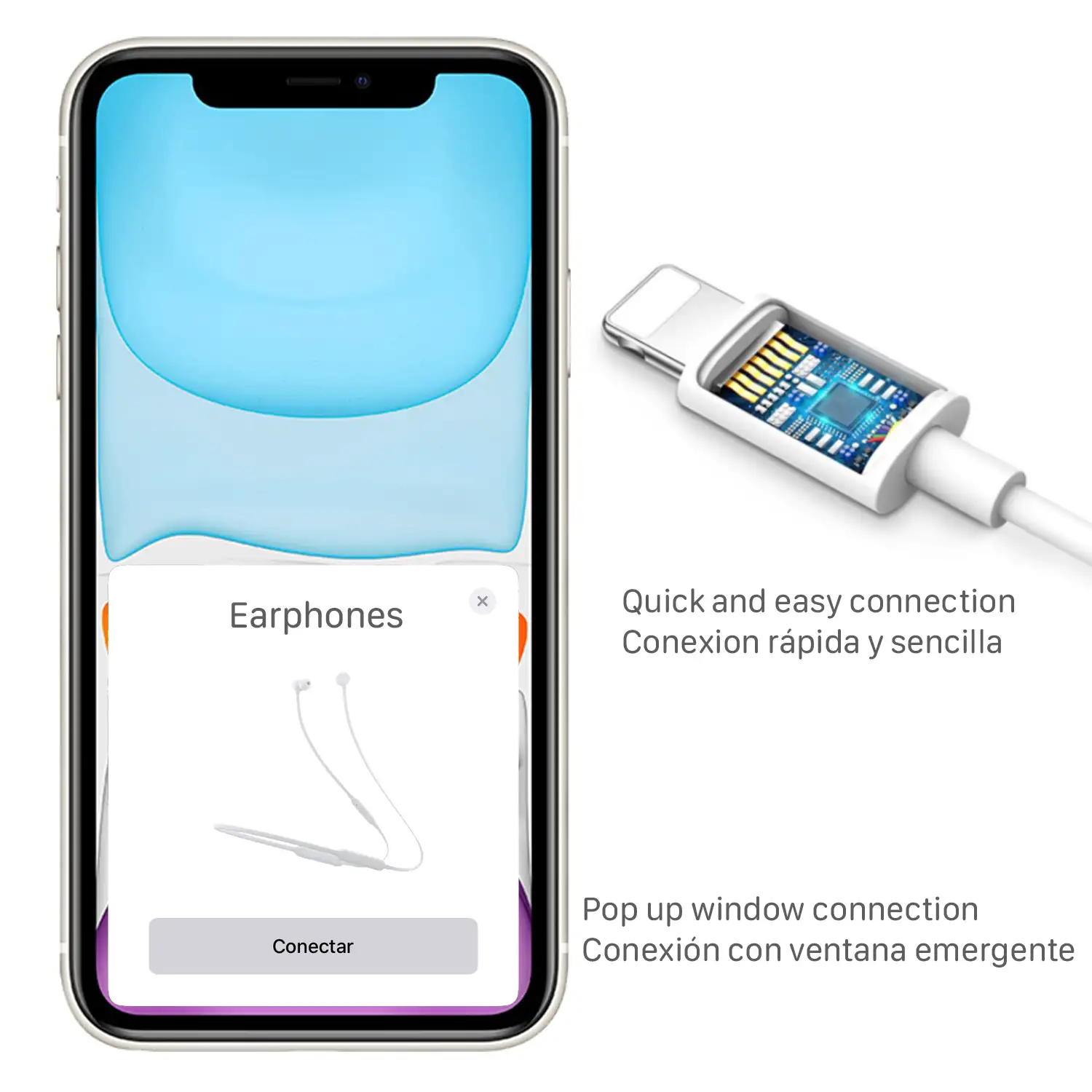 Auricular Lightning Bluetooth con cable para iPhone