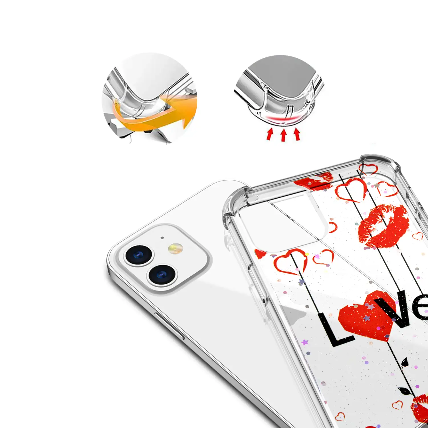 	Carcasa de TPU de alta protección con diseño love para iPhone 12 Mini