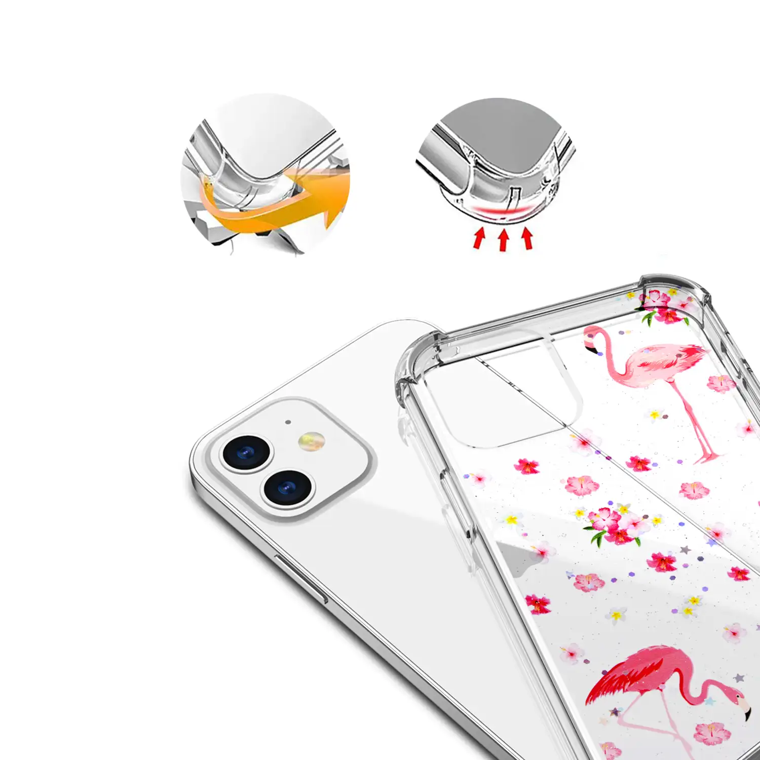 Carcasa de TPU de alta protección con diseño flamencos para iPhone 12 Mini