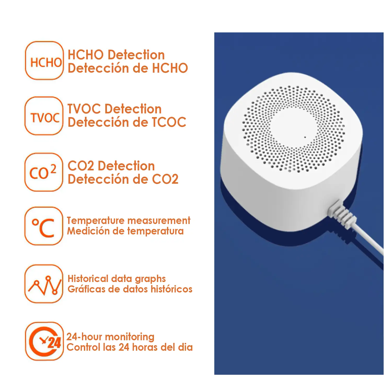 Detector de calidad de aire bluetooth con detector de CO2