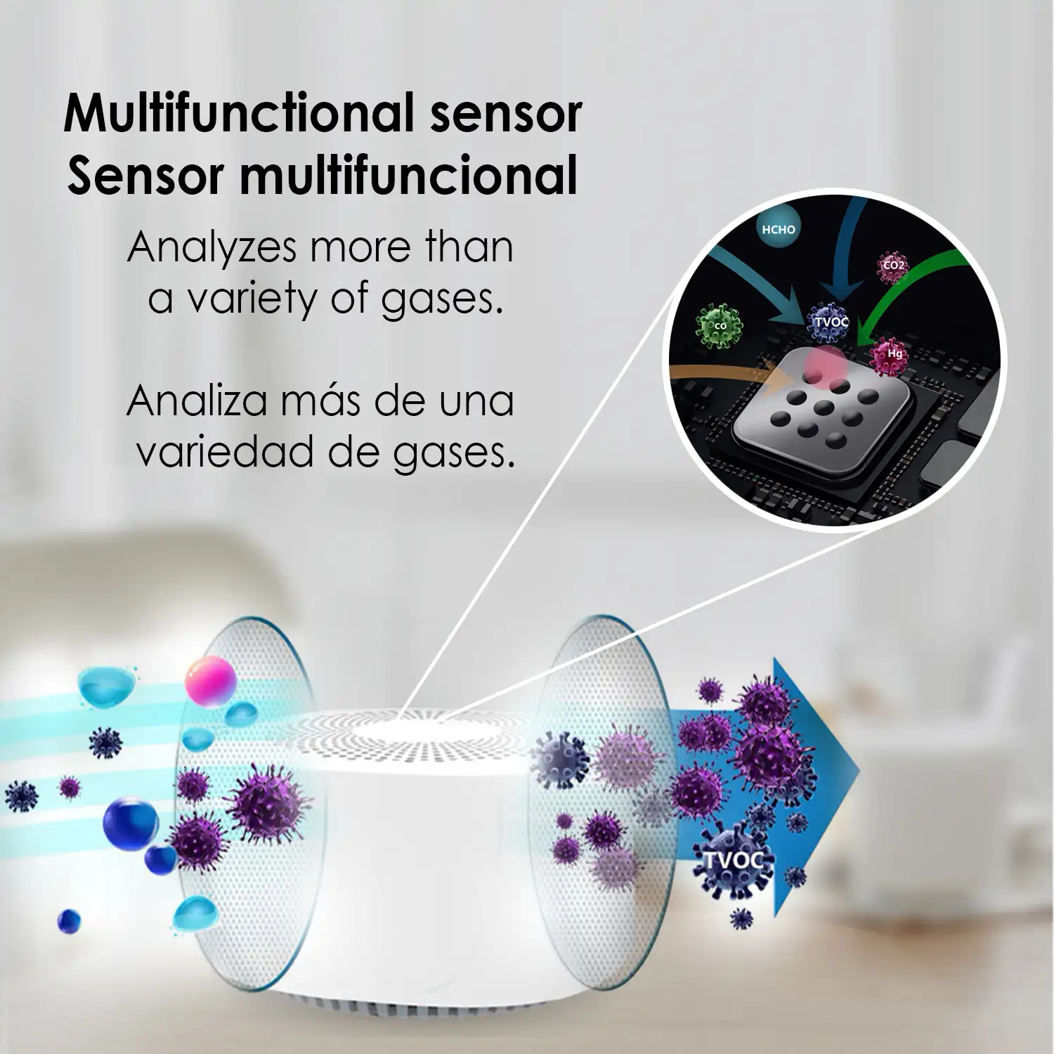 Detector de calidad de aire bluetooth con detector de CO2