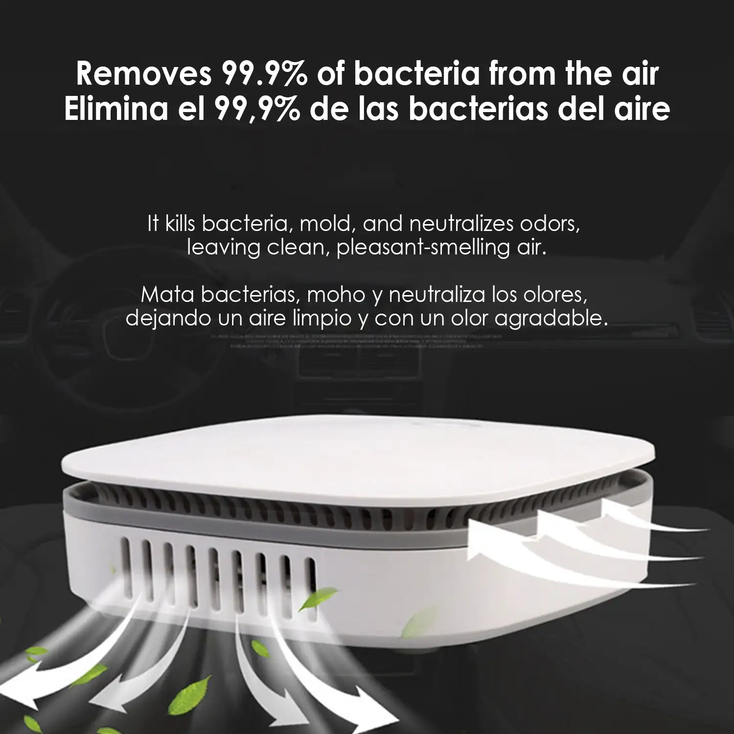 Desinfectante de aire inteligente por Ozono. Elimina bacterias y otros microorganismos patógenos, elimina malos olores.