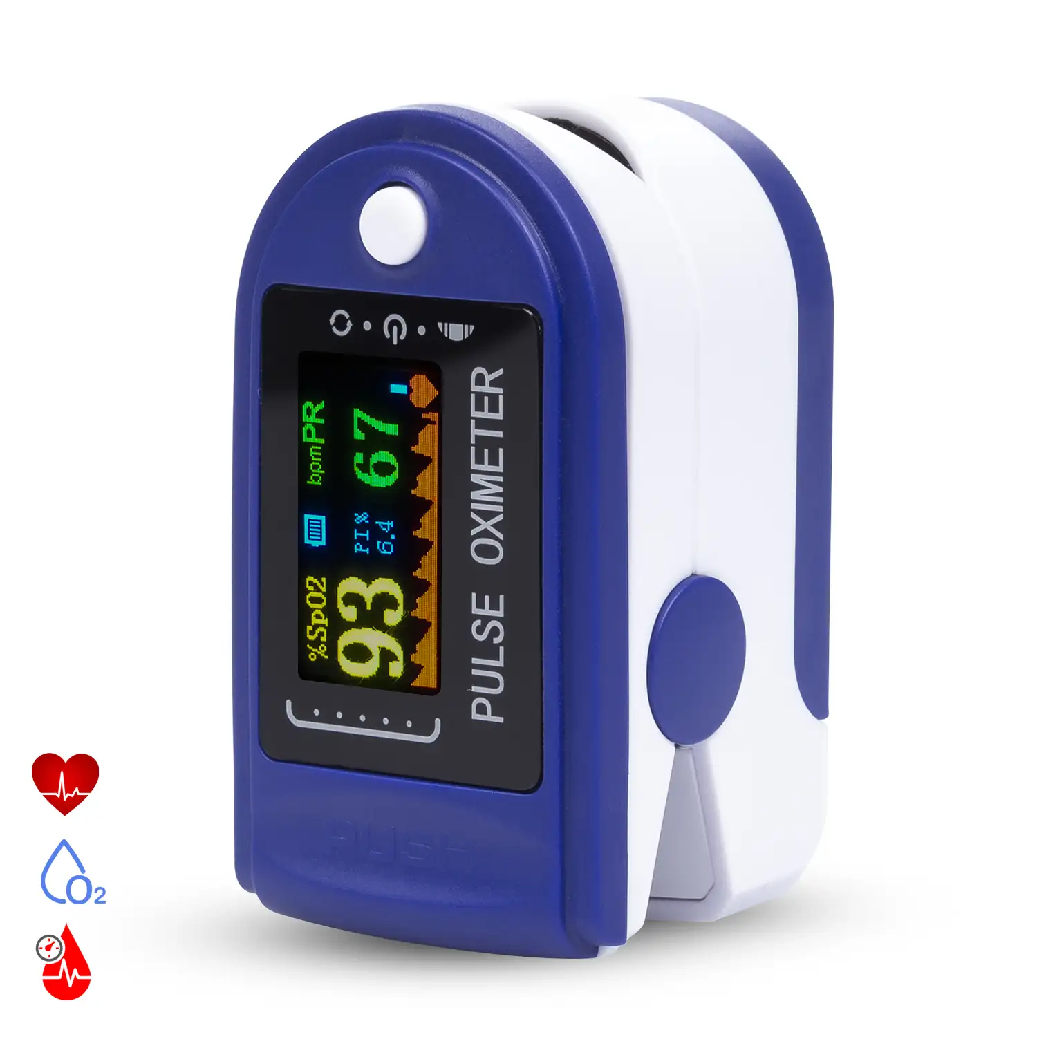 Pulsómetro digital con monitor cardiaco inalámbrico, oxímetro y pantalla a color.