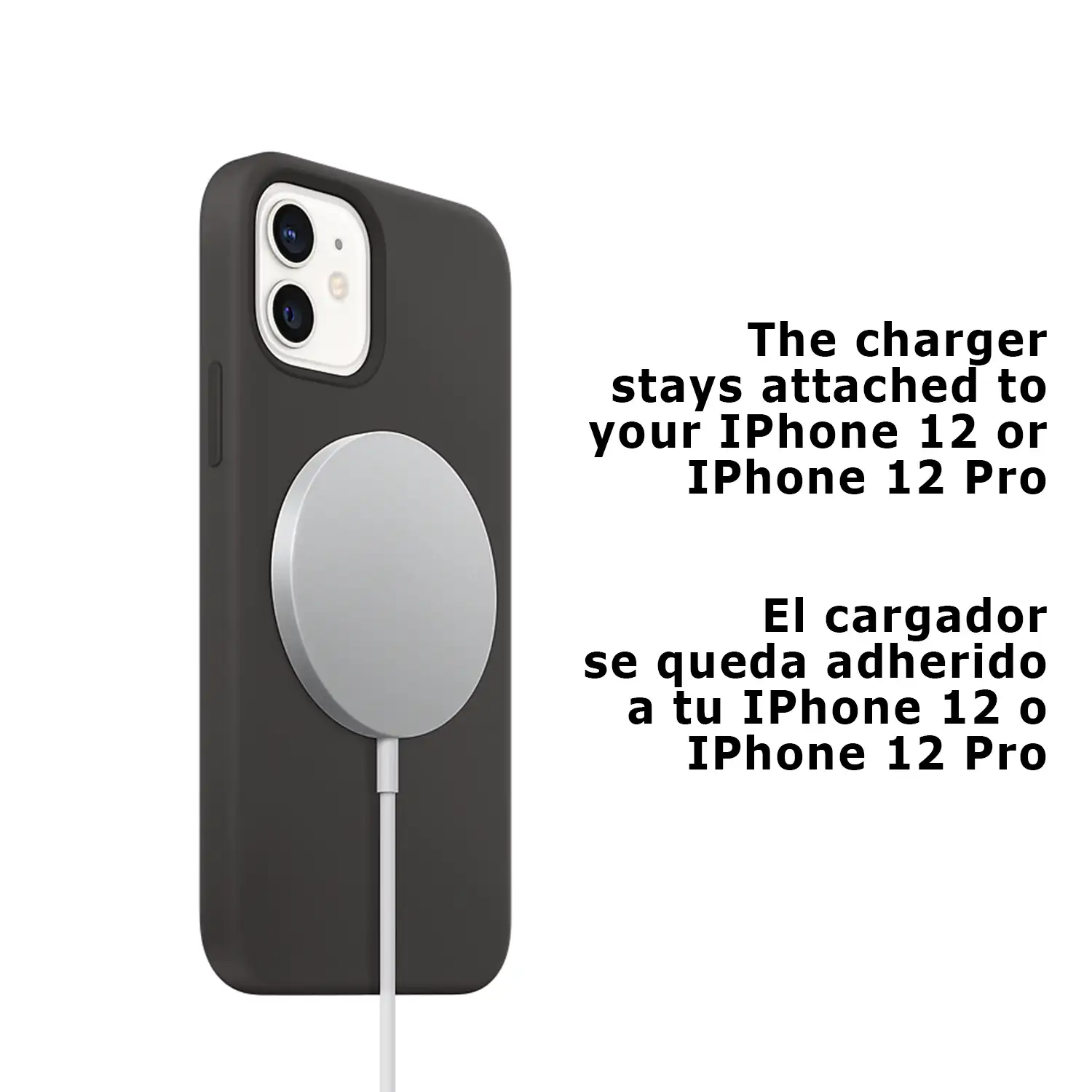 Cargador magnético compatible con Magsafe para iPhone 12 /13/14. Compatible con carga inalámbrica Qi convencional.