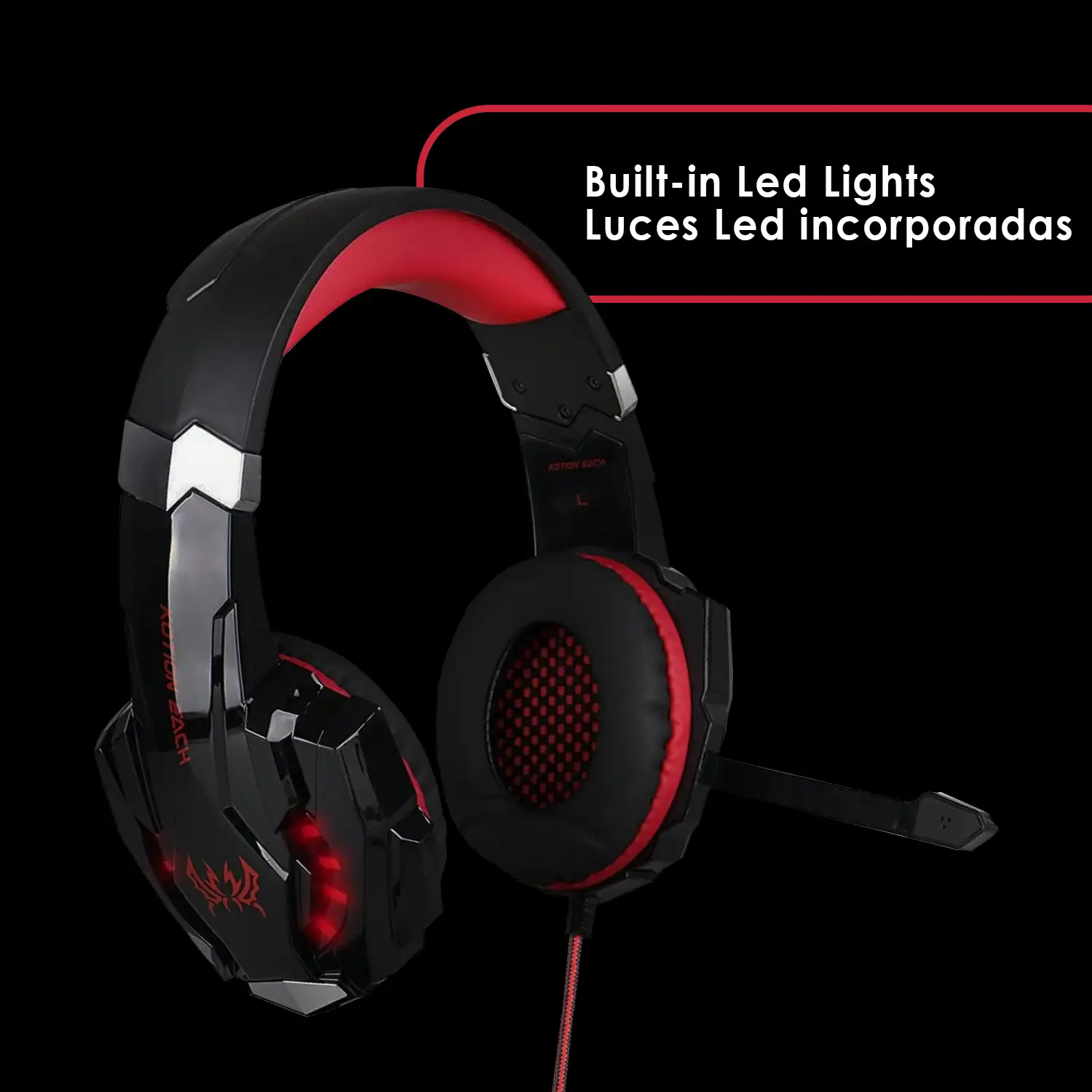 Headset Kotion Each G9000. Auriculares gaming con micro, conexión minijack y luces LED
