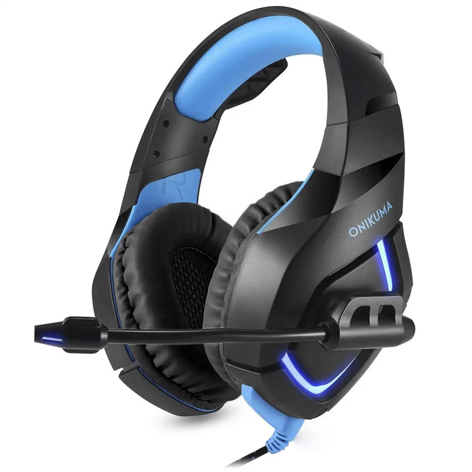 Headset Onikuma K1B. Auriculares gaming con micro, conexión minijack, luces  LED para PC.