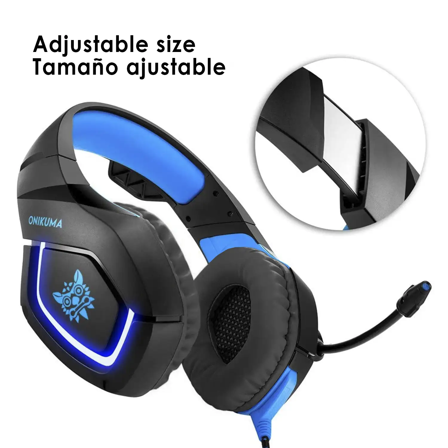 Headset Onikuma K1B. Auriculares gaming con micro, conexión minijack, luces LED para PC.