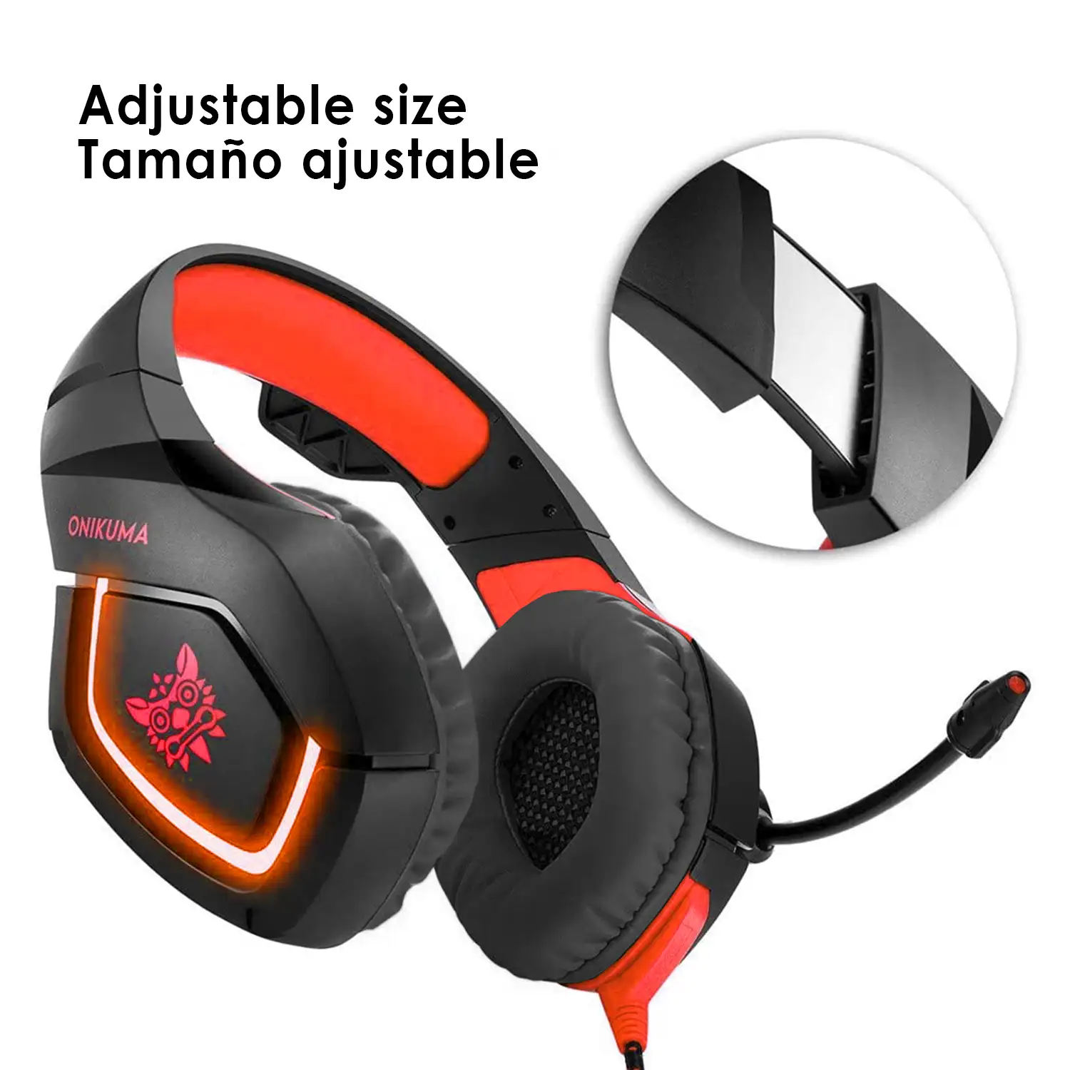 Headset Onikuma K1B. Auriculares gaming con micro, conexión minijack, luces LED para PC.