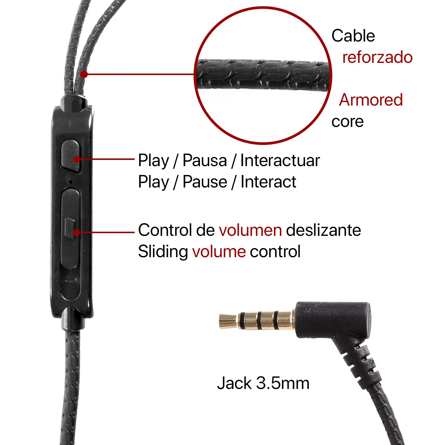 Headset In-Ear XG-122. Auriculares in-ear para videojuegos con micrófono extraíble. Xbox, PS4, PC, tablet, móvil.