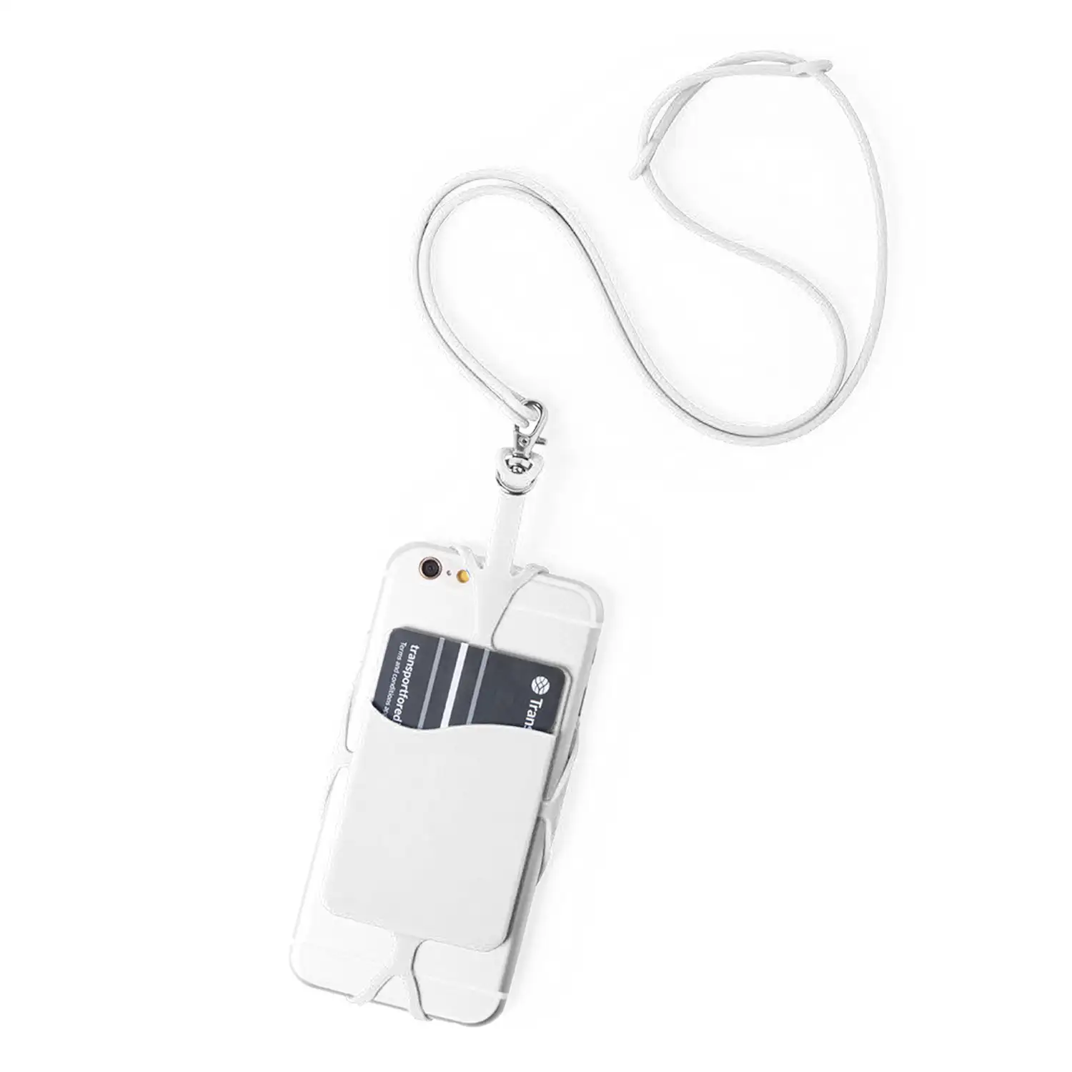 Lanyard de silicona Veltux para smartphone, con tarjetero y mosquetón.