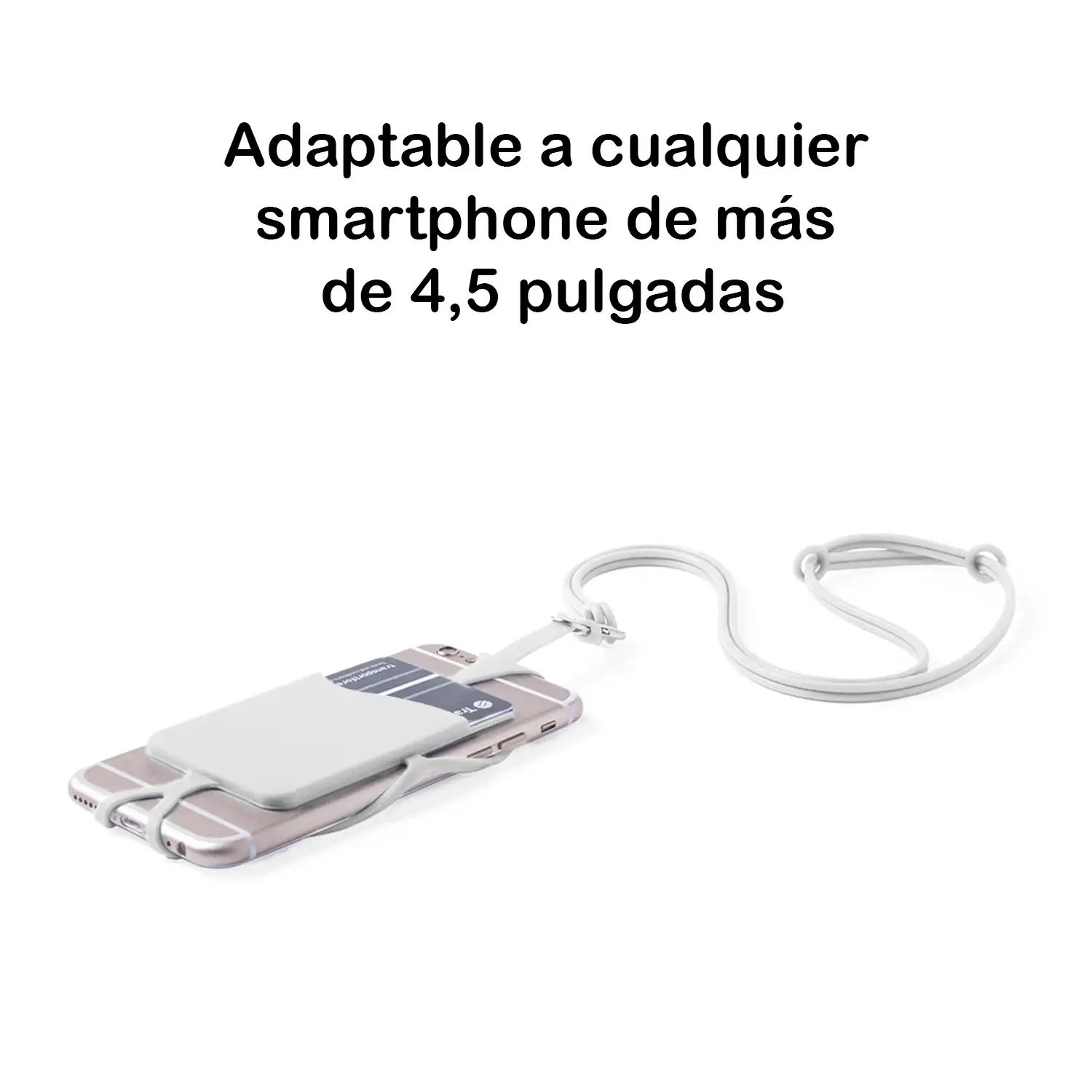 Lanyard de silicona Veltux para smartphone, con tarjetero y mosquetón.