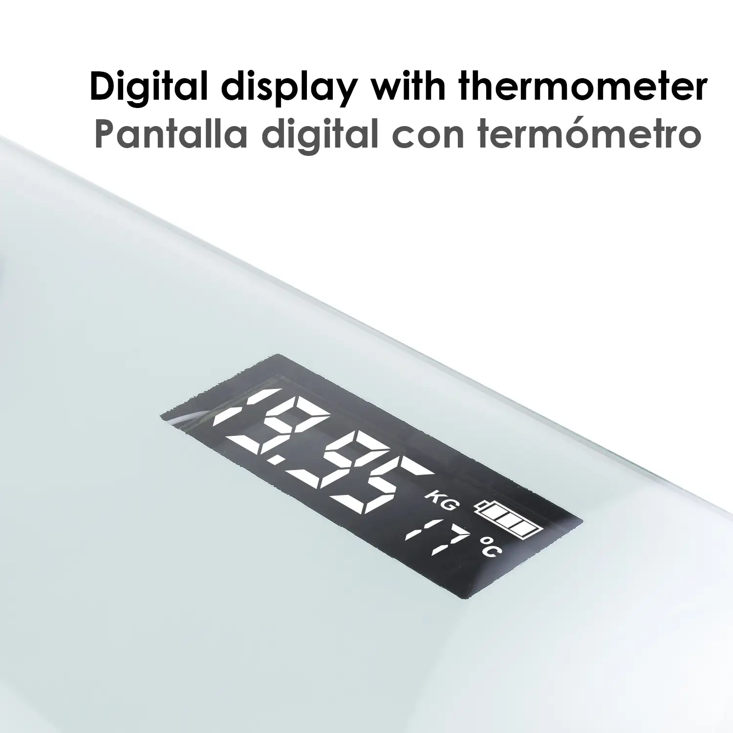 Báscula solar inteligente Bluetooth con termómetro. App de control y registro para iOS y Android.