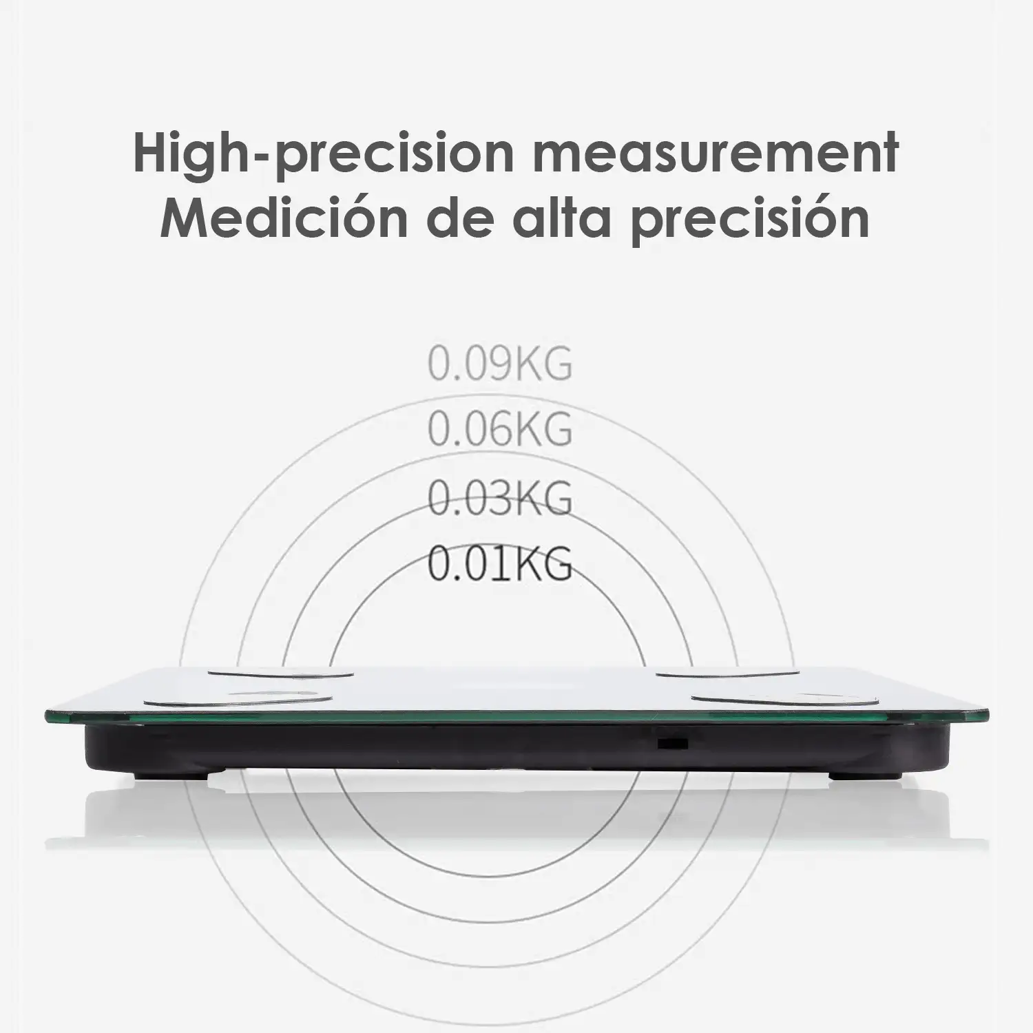 Báscula solar inteligente Bluetooth con termómetro. App de control y registro para iOS y Android.