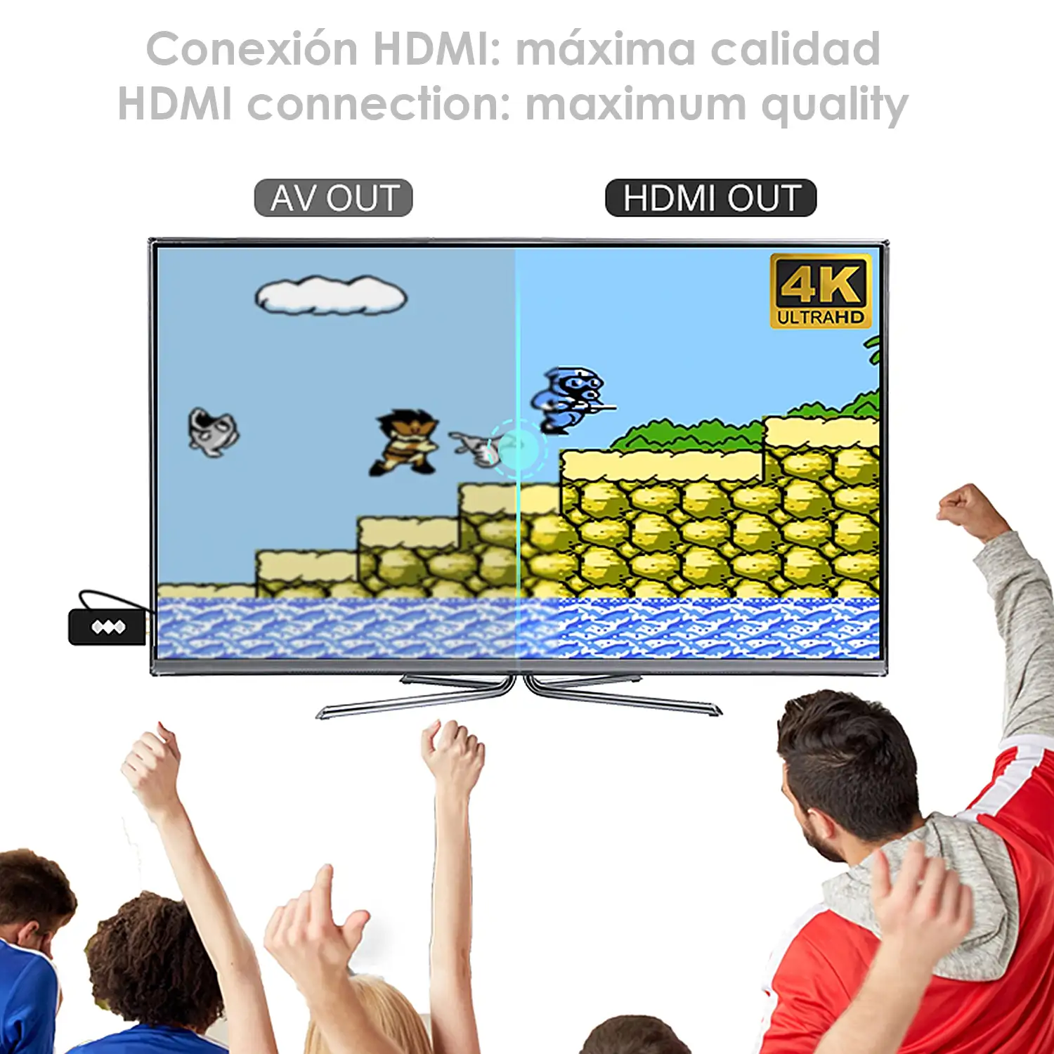 Consola videojuegos conexión a tu pantalla TV. Soporta 4K. Incluye 568 juegos.
