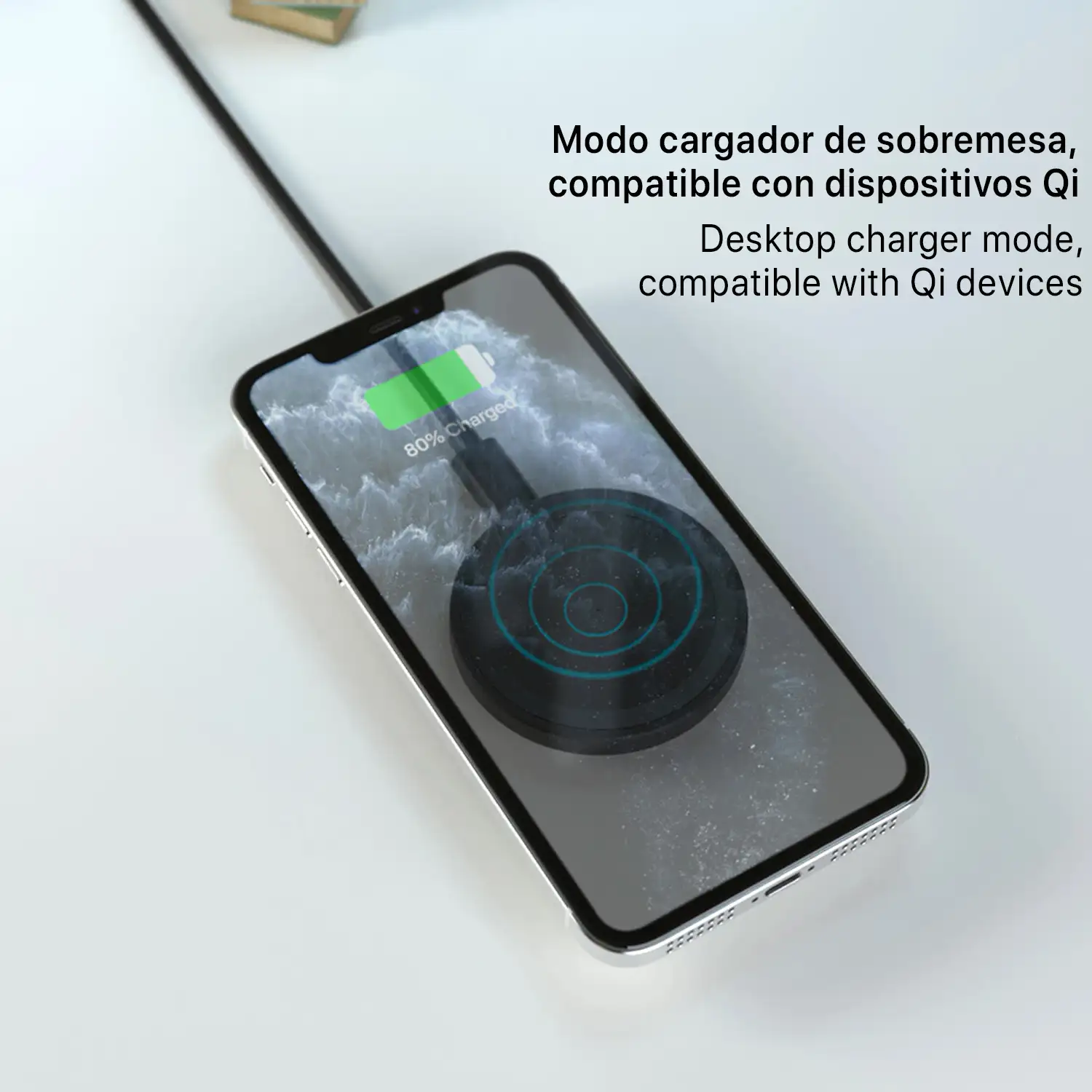 Soporte magnético, compatible con Magsafe iPhone12/13, con cargador carga  rápida inalámbrico Qi para coche. Función