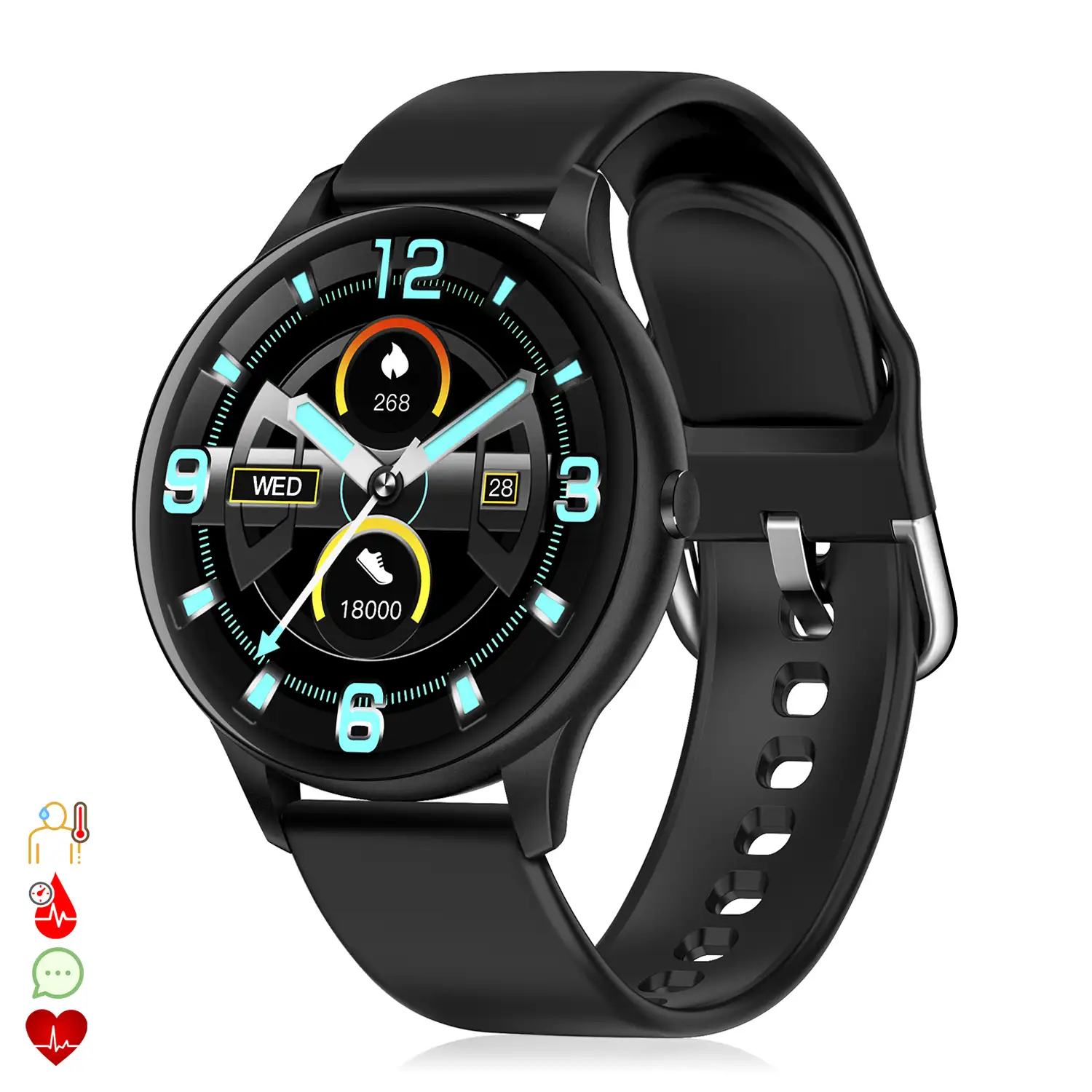 Smartwatch K21 con temperatura corporal, monitor cardiaco y modo multideporte