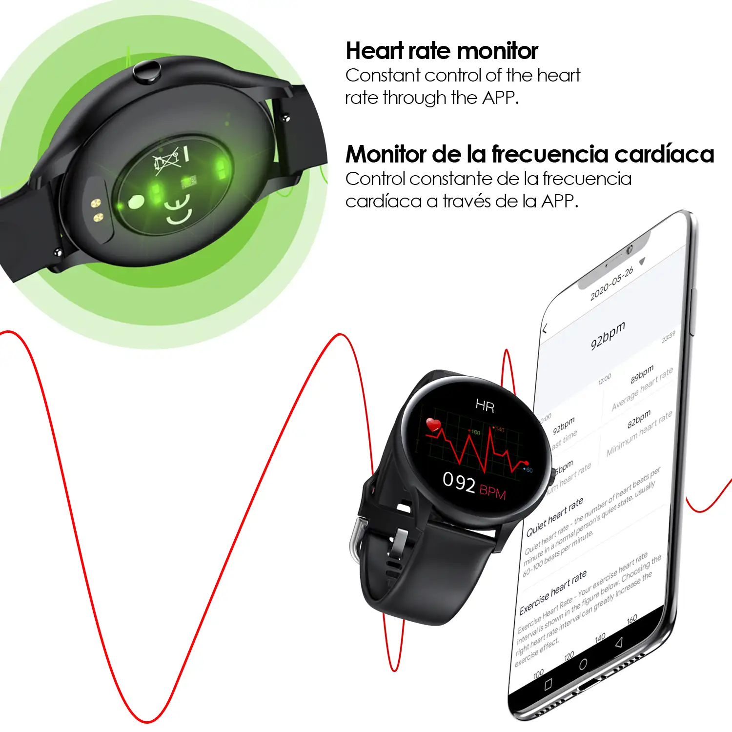 Smartwatch K21 con temperatura corporal, monitor cardiaco y modo multideporte