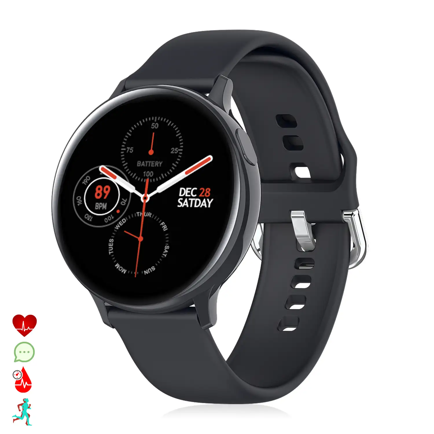 Smartwatch S20 pantalla circular, con monitor cardiaco ECG, tensión, O2 en sangre y modo multideporte