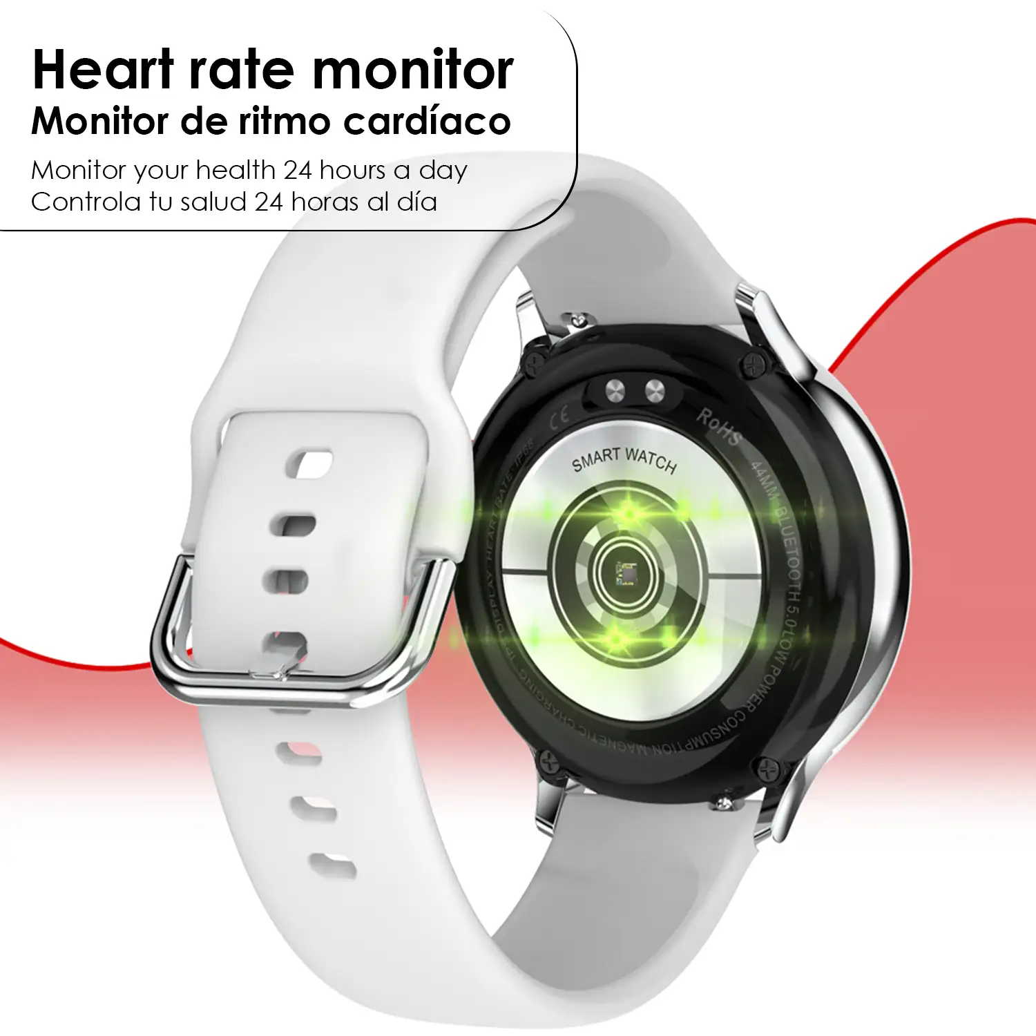 Smartwatch S20 pantalla circular, con monitor cardiaco ECG, tensión, O2 en sangre y modo multideporte