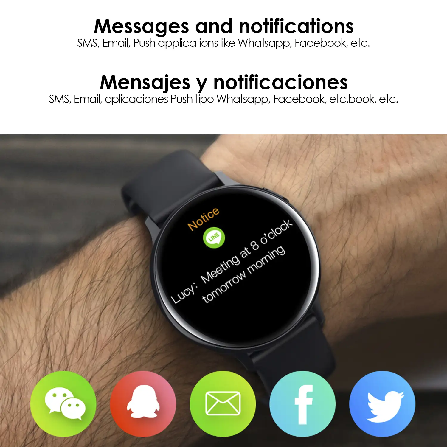 Smartwatch S20 pantalla circular, con monitor cardiaco ECG, tensión, O2 en sangre y modo multideporte