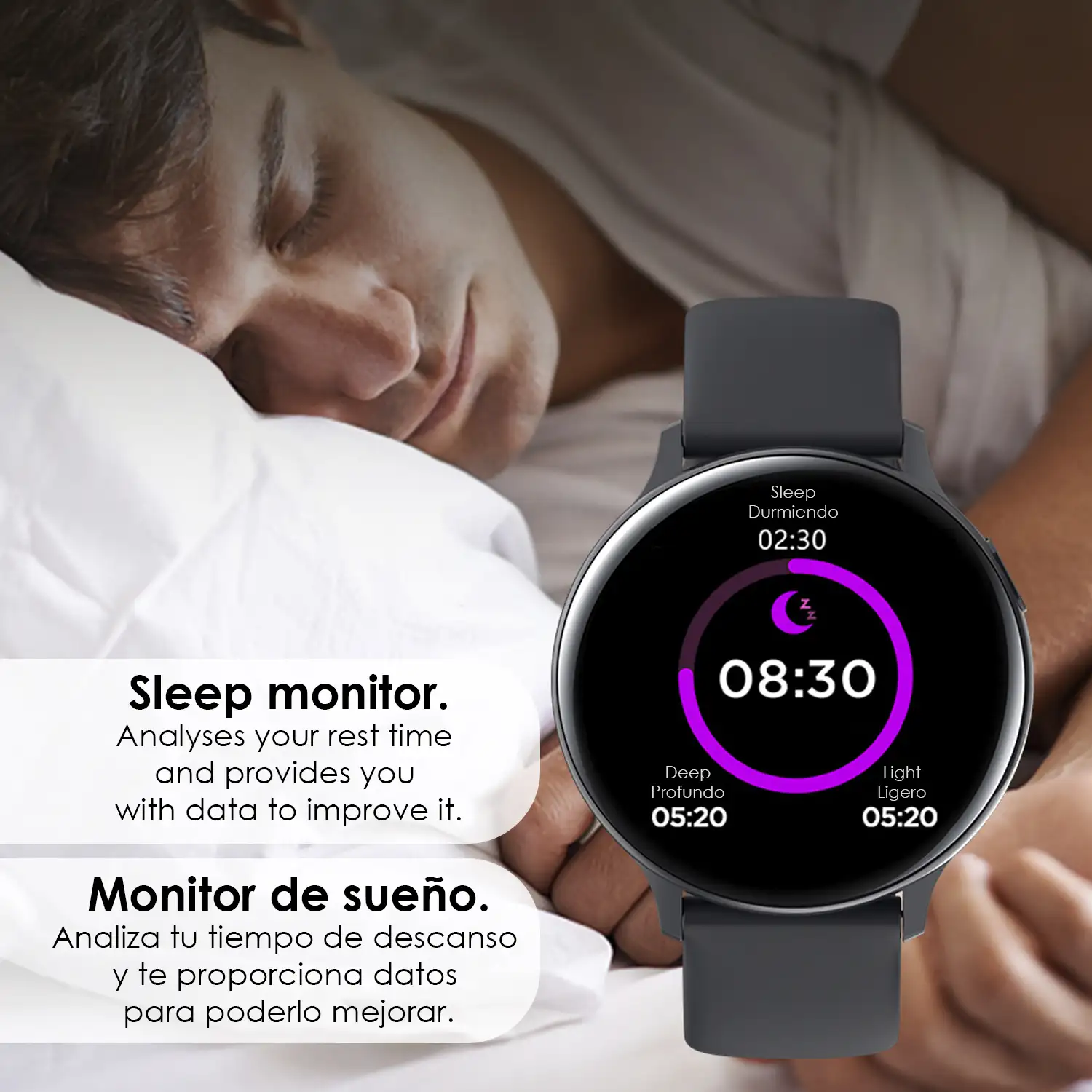 Smartwatch S20 pantalla circular, con monitor cardiaco ECG, tensión, O2 en sangre y modo multideporte