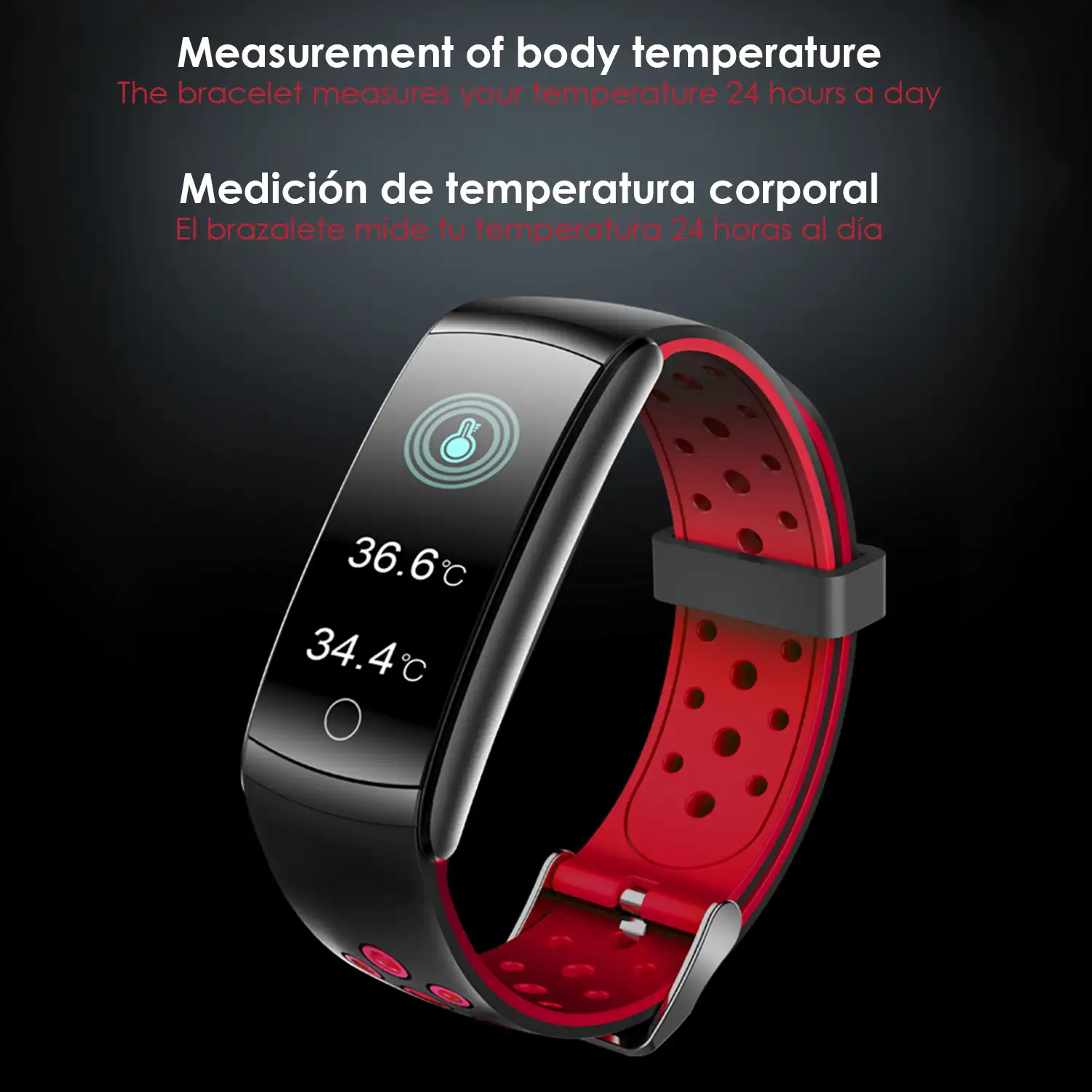 Brazalete inteligente Q8T con temperatura corporal, multideporte, monitor cardiaco y de presión sanguínea