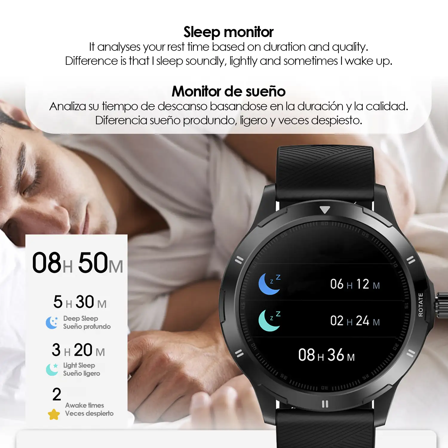 Smartwatch K15 con temperatura corporal, modo multideporte, monitor cardiaco y tensión.