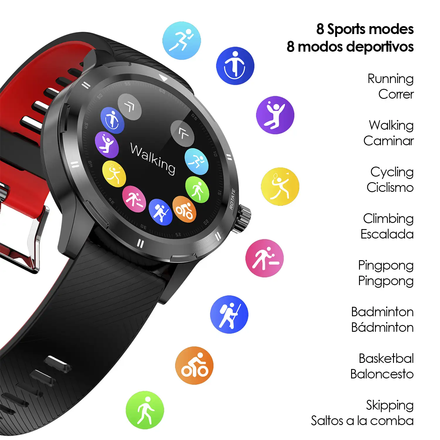 Smartwatch K15 con temperatura corporal, modo multideporte, monitor cardiaco y tensión.