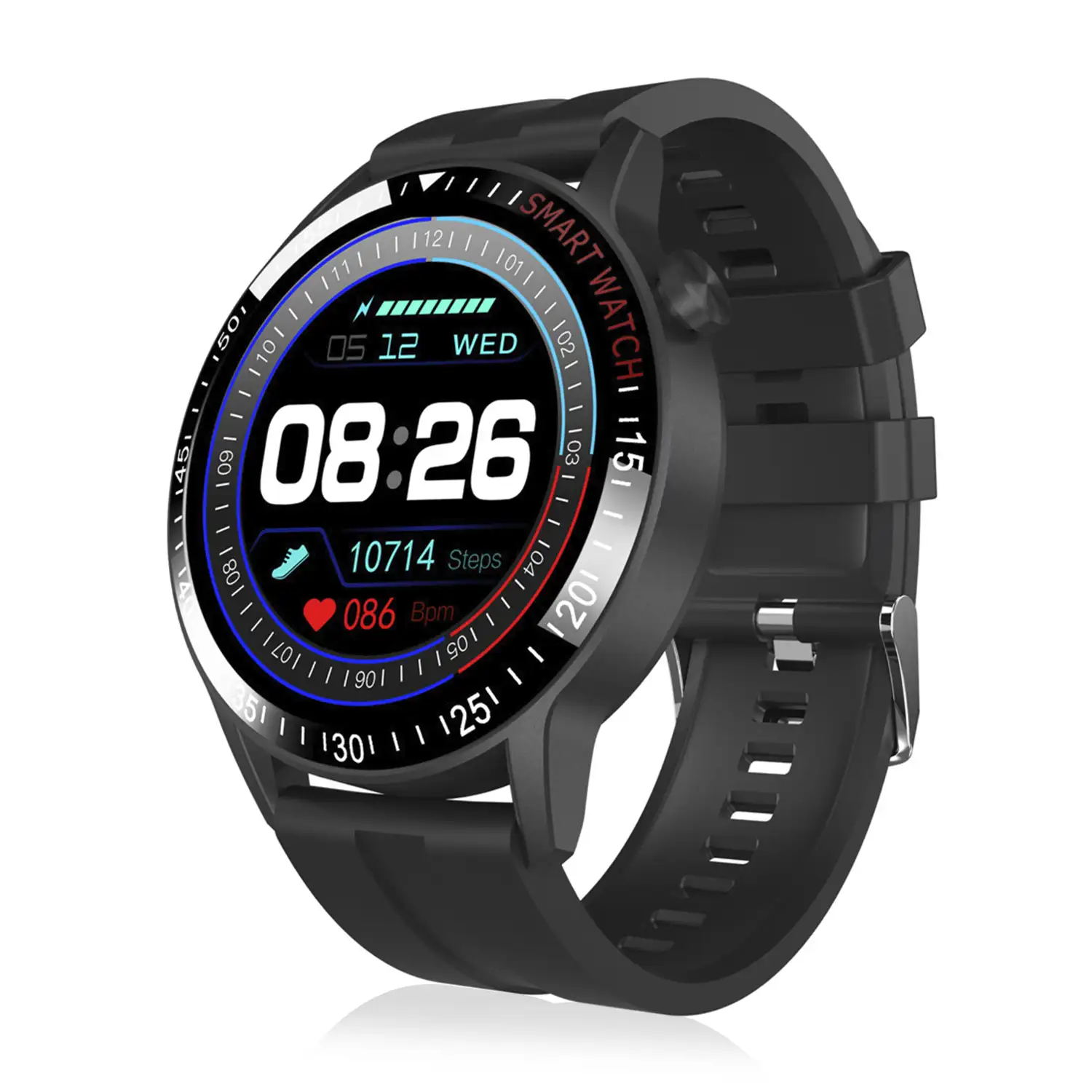 Smartwatch B30 con modo multideporte, monitor cardiaco y tensión, notificaciones.