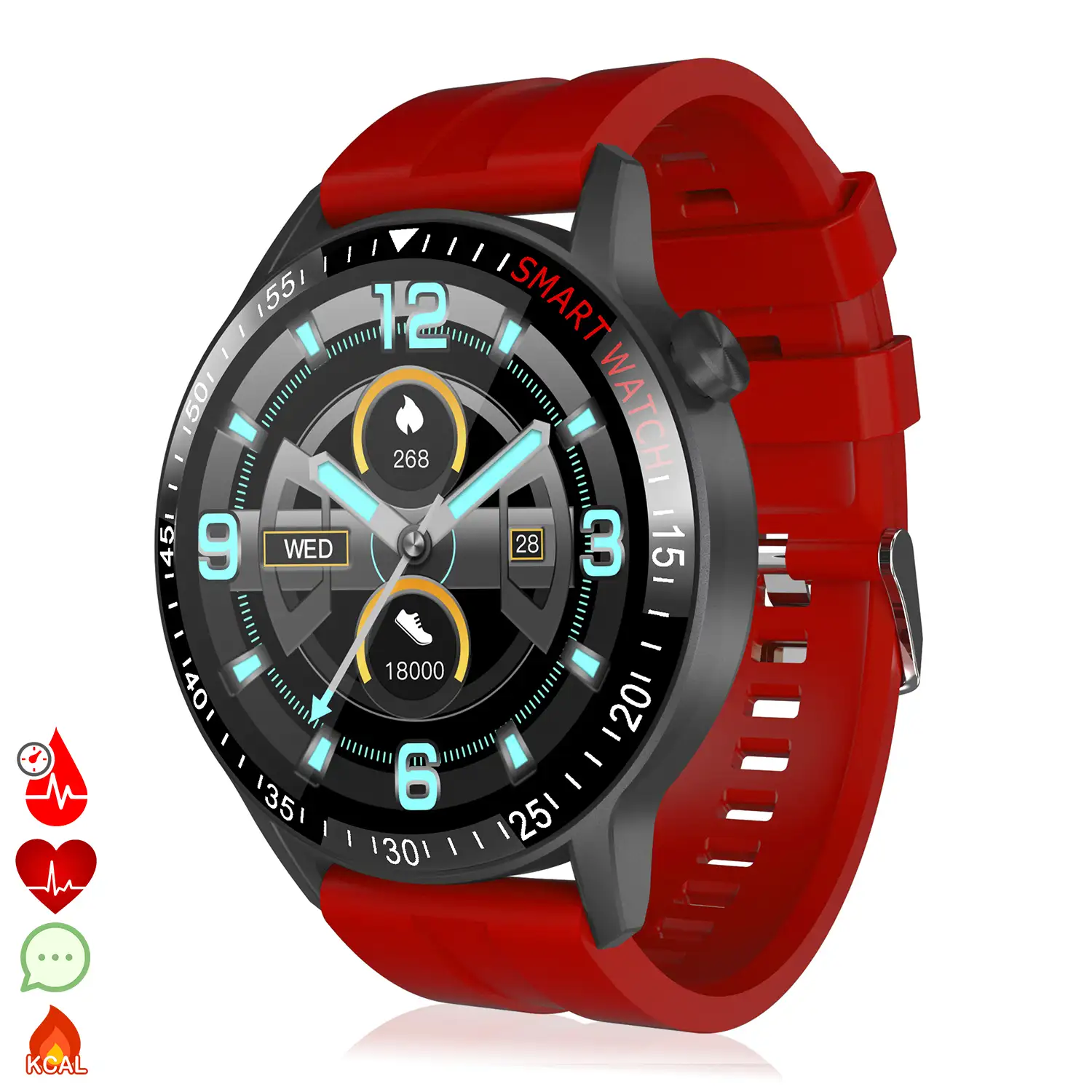 Smartwatch B30 con modo multideporte, monitor cardiaco y tensión, notificaciones.