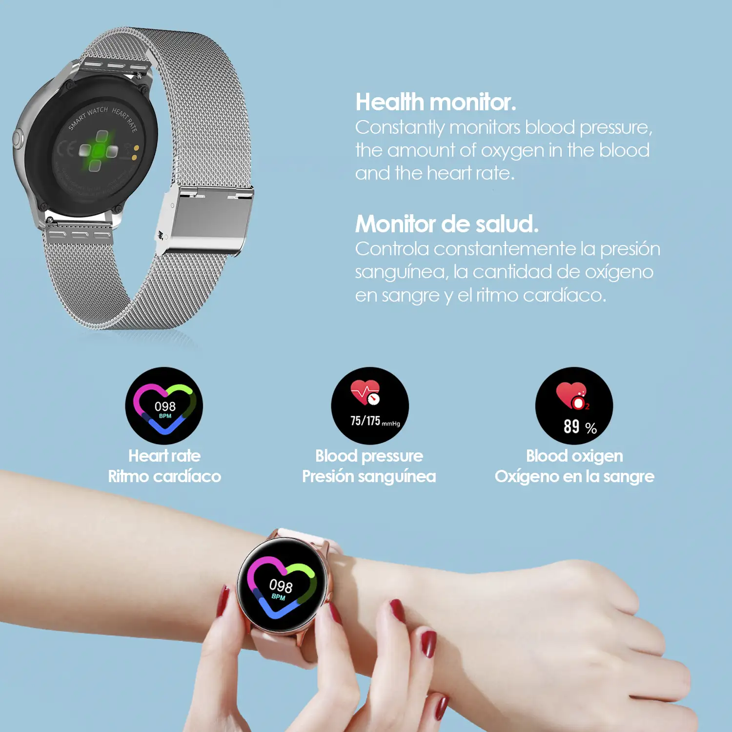 Smartwatch DT88 pantalla circular con monitor cardiaco altitud