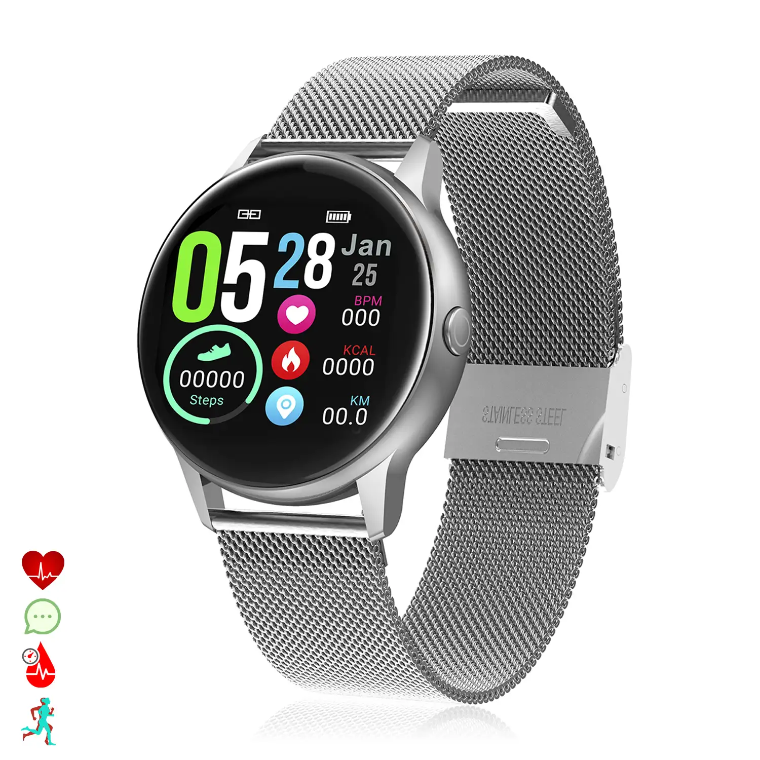 Smartwatch DT88 pantalla circular, con monitor cardiaco, altitud, presión, radiación UV y modo multideporte