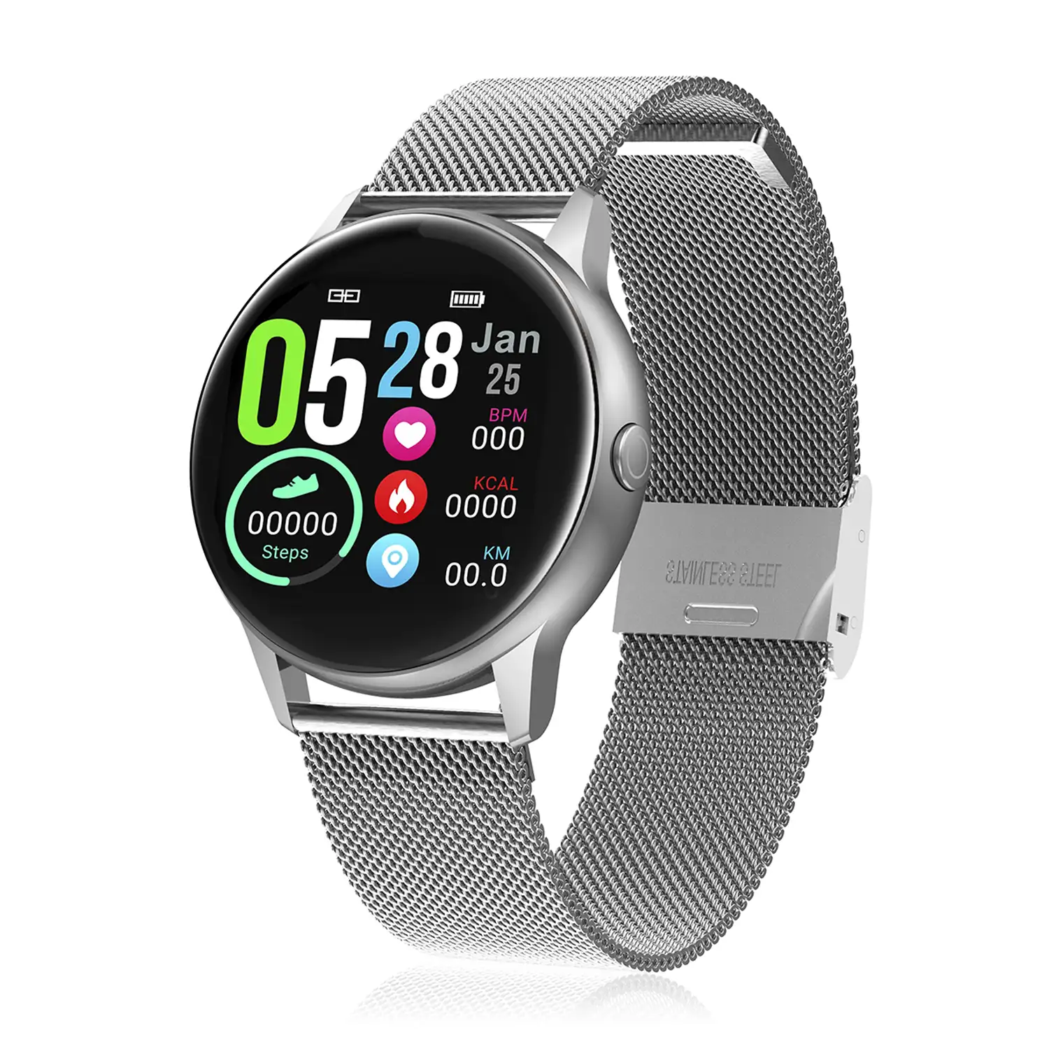 Smartwatch DT88 pantalla circular, con monitor cardiaco, altitud, presión, radiación UV y modo multideporte