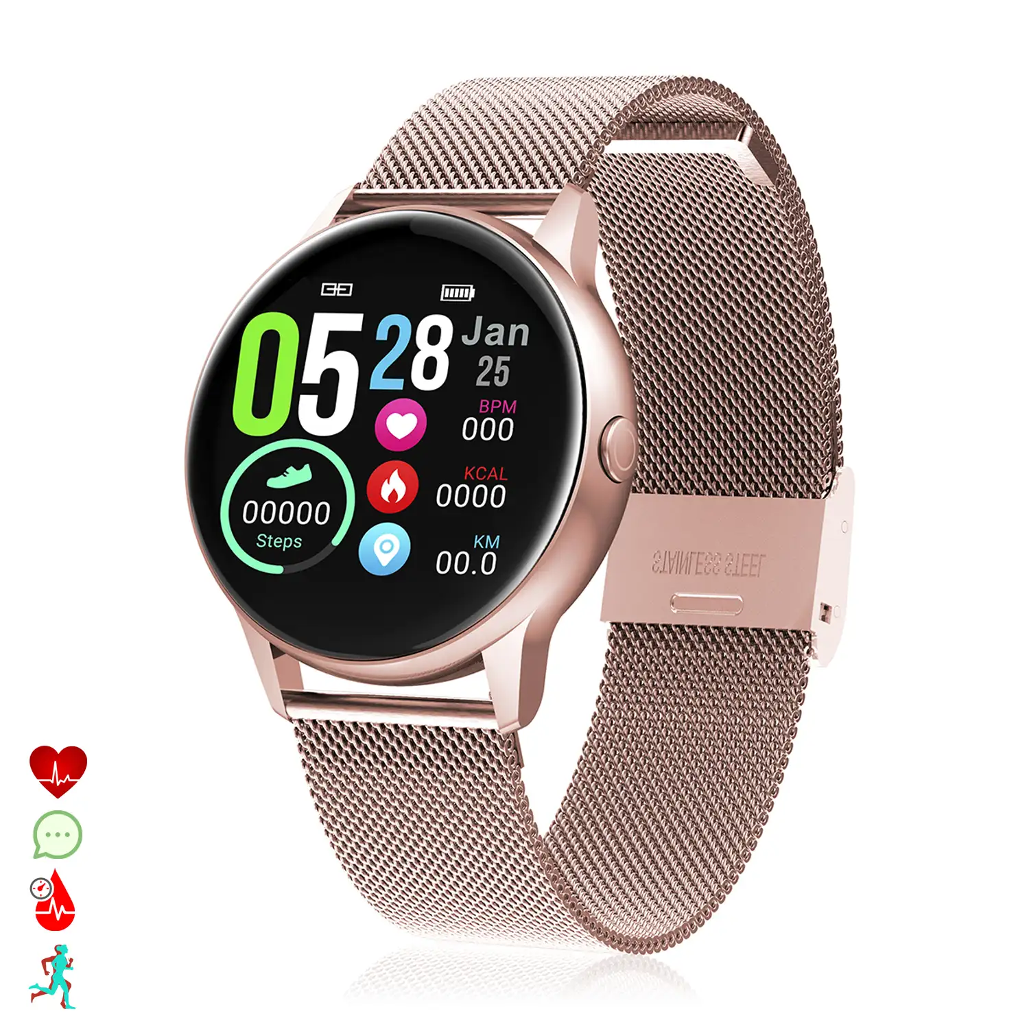 Smartwatch DT88 pantalla circular, con monitor cardiaco, altitud, presión, radiación UV y modo multideporte