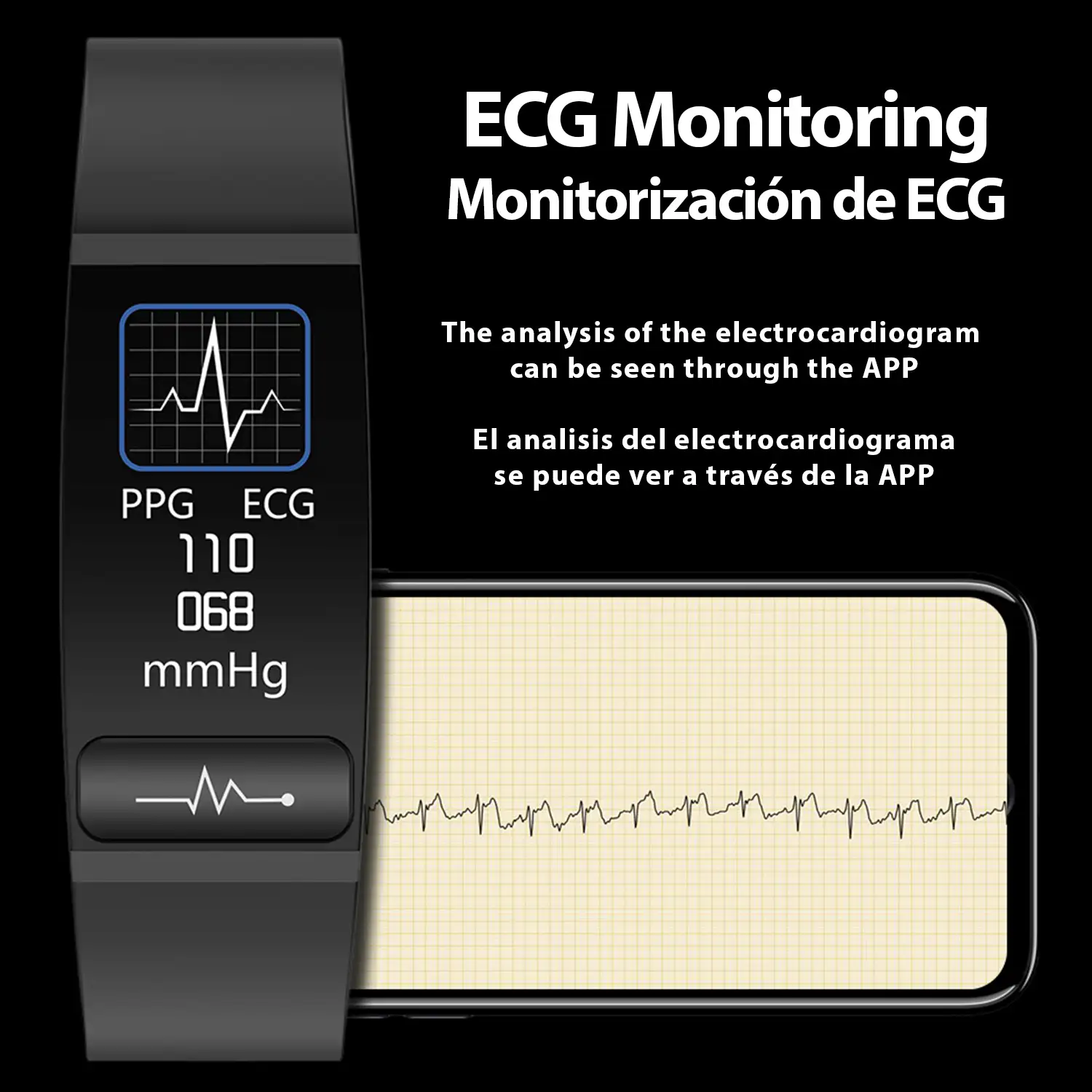 Brazalete inteligente M8 con temperatura corporal, tensión, oxígeno en sangre y modo multideporte