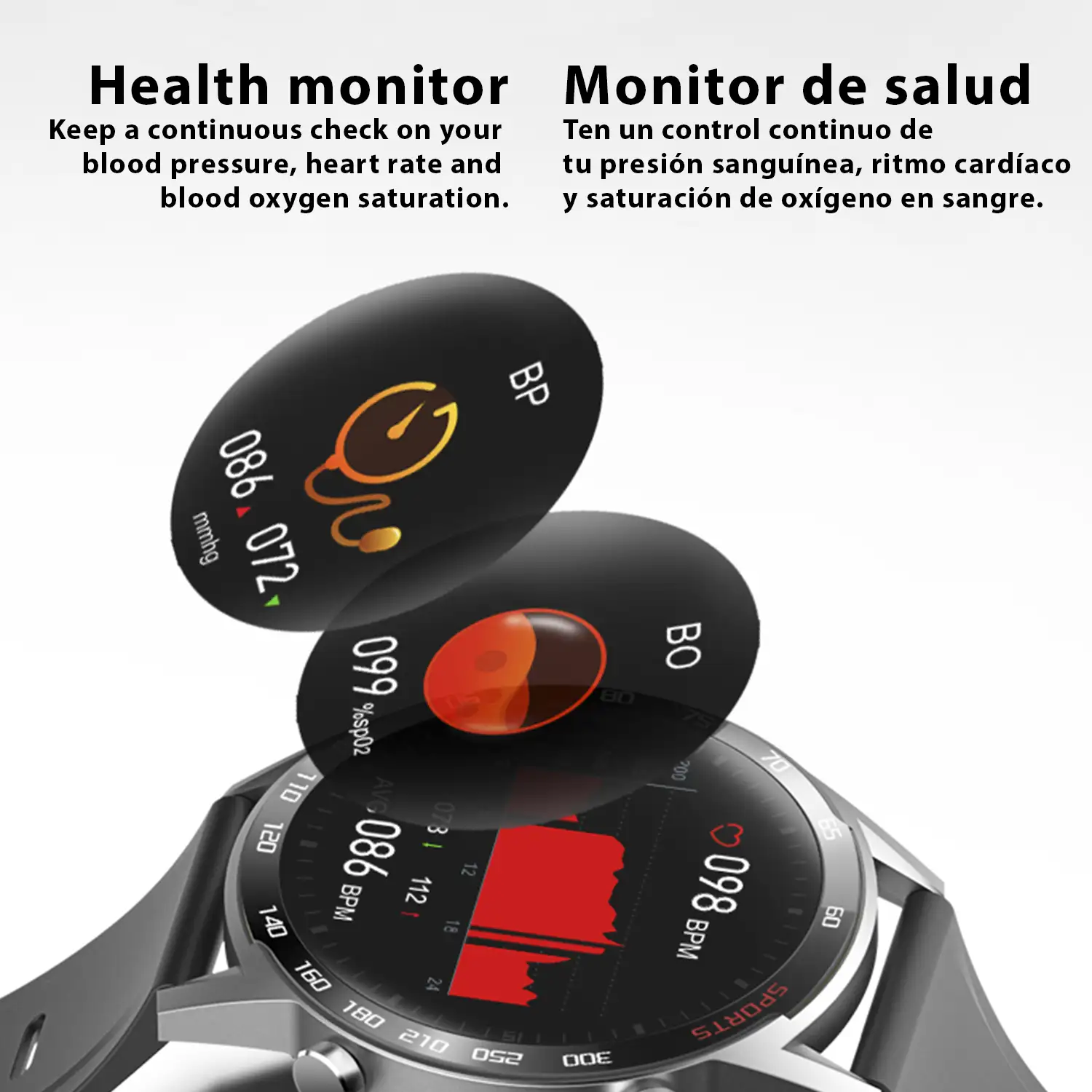 Smartwatch T23 con temperatura corporal, tensión, oxígeno en sangre y modo multideportivo.