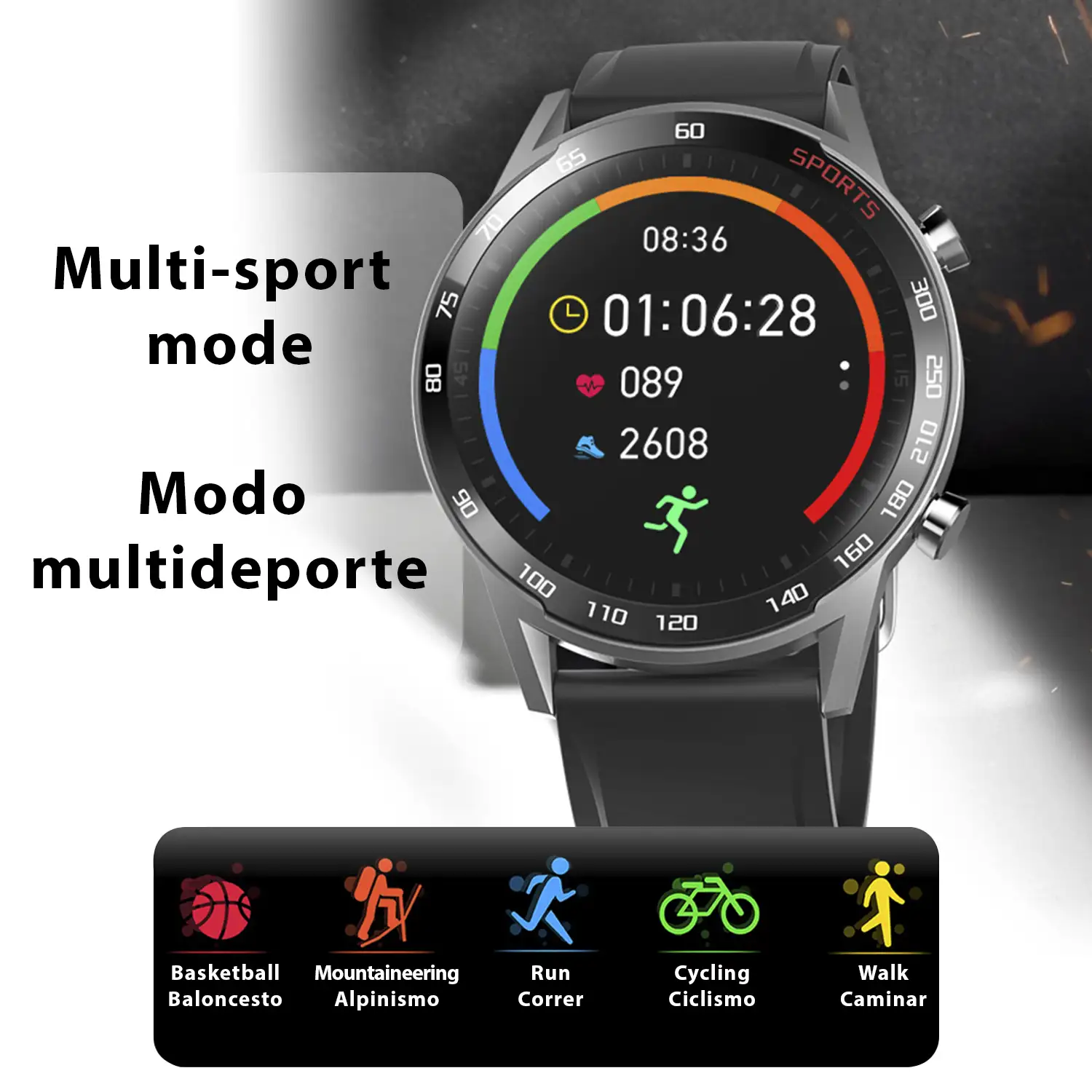 Smartwatch T23 con temperatura corporal, tensión, oxígeno en sangre y modo multideportivo.